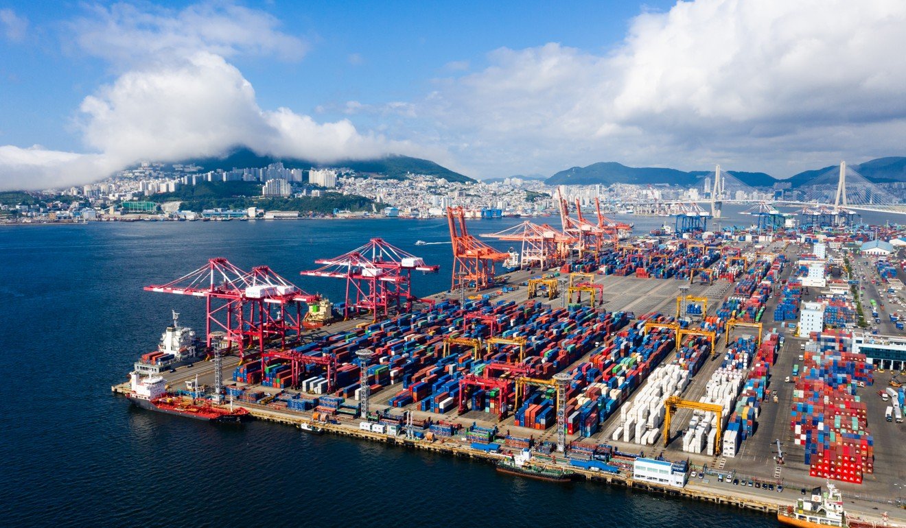 Shipping containers at Busan in South Korea. Photo: Bloomberg