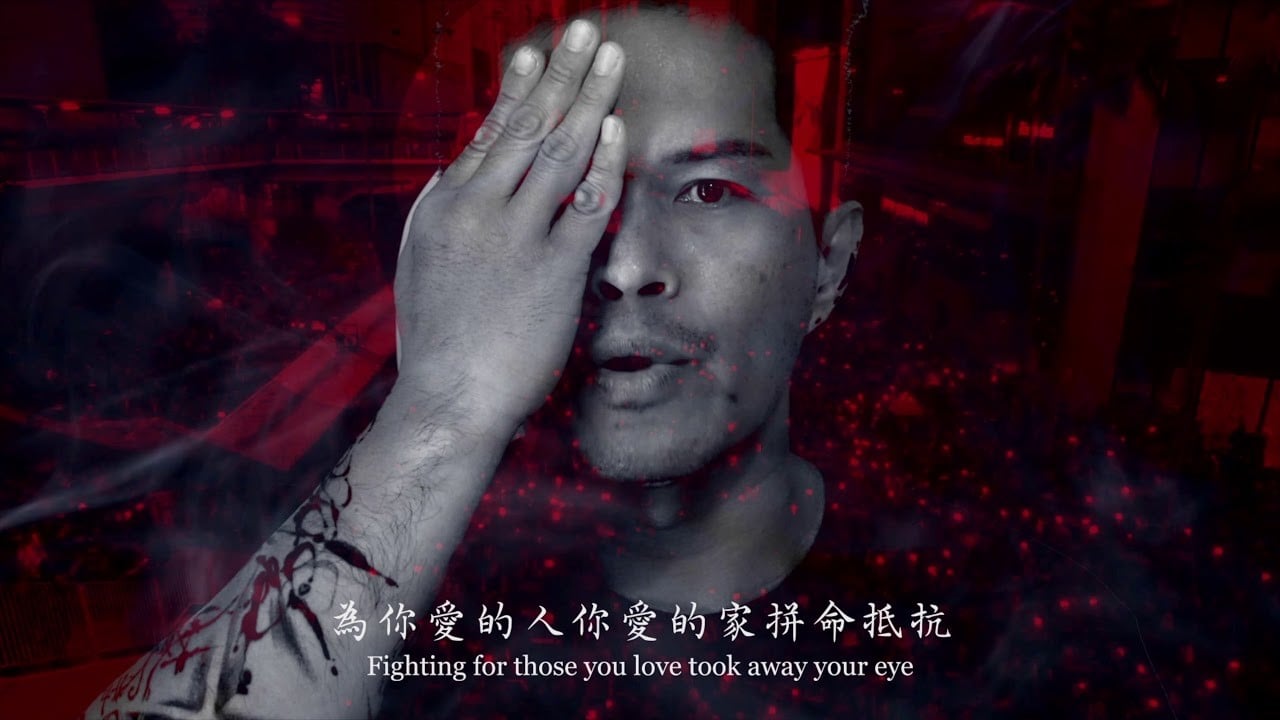 Taiwanese rapper Dwagie in the video for his latest track, Raise My Fist, in which he voices support for Hong Kong anti-government protesters.