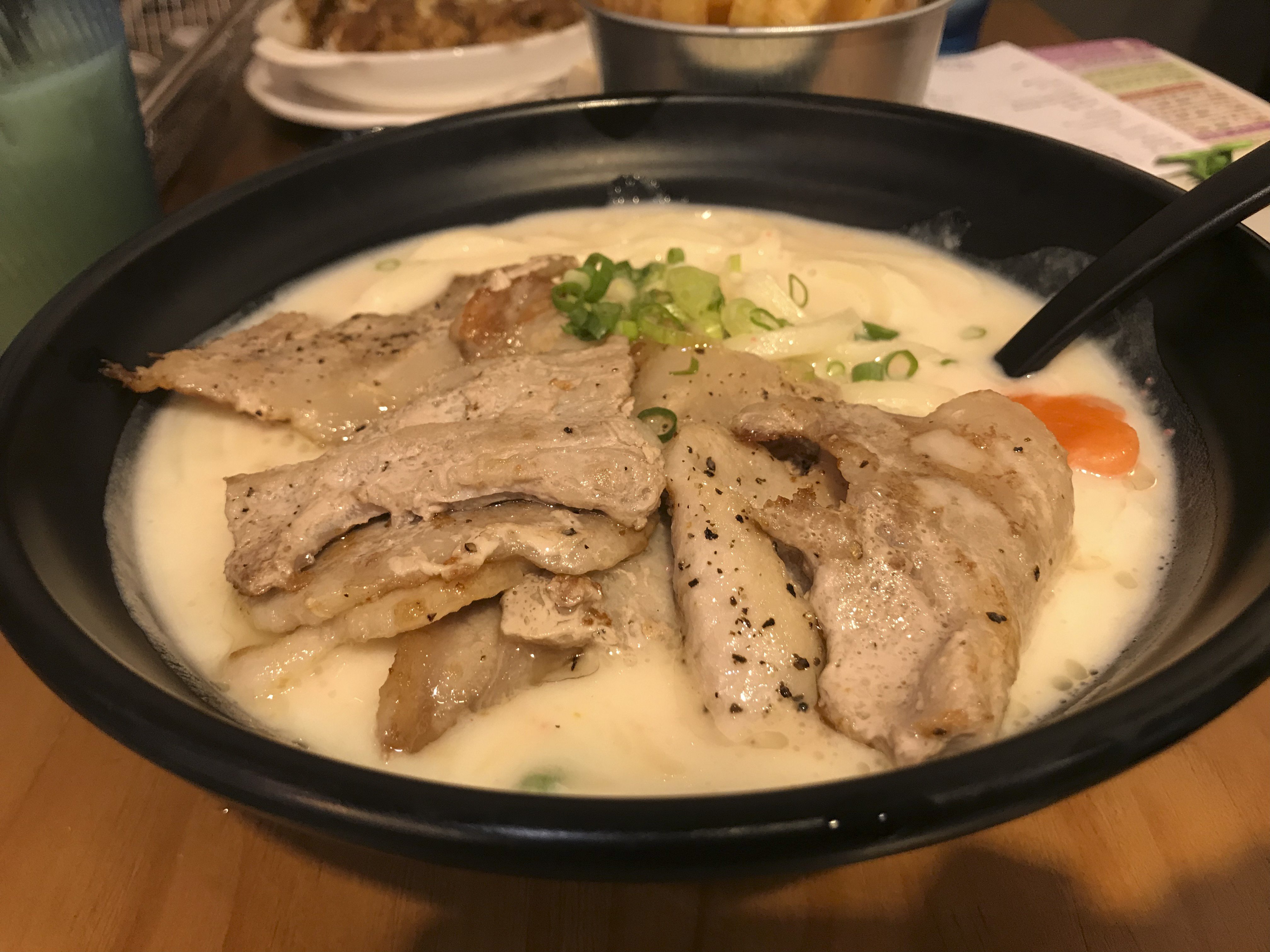 Roasted pork udon noodles with pollack roe creamy soup at Tengachaya in Hong Kong. Photo: Fifi Tsui