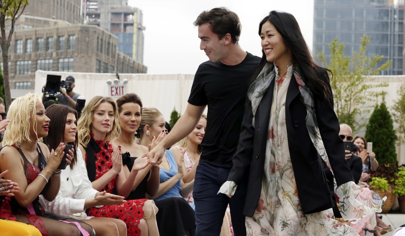 Co-creative directors of Oscar de la Renta, Fernando Garcia and Laura Kim, after their spring 2019 collection showed at Fashion Week in New York in 2018. Photo: AP/Richard Drew
