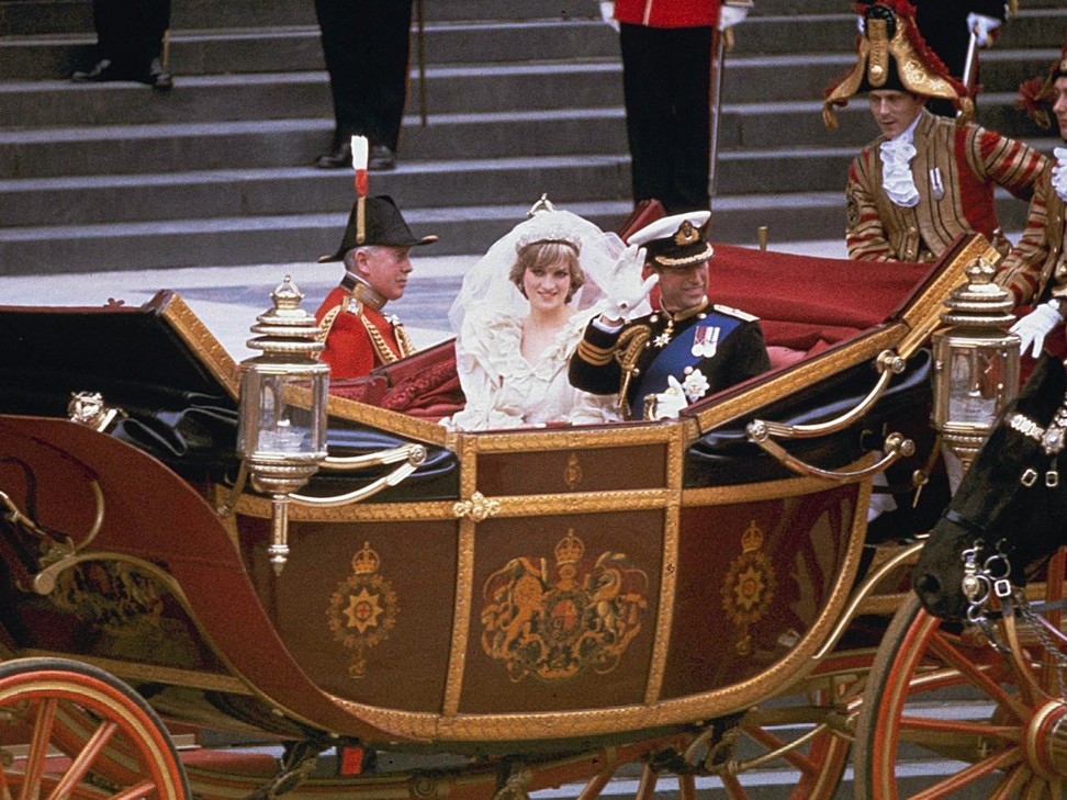 The newly married Princess of Wales and Charles, Prince of Wales, leaving London’s St Paul’s Cathedral in a horse-drawn carriage after their wedding on July 29, 1981