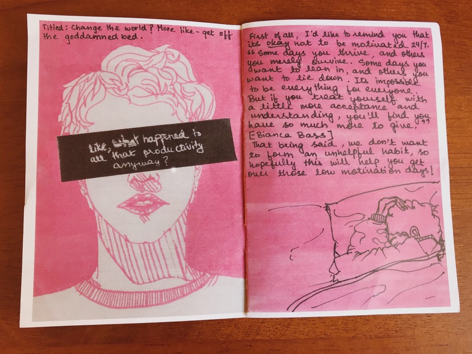 Inside pages of the zine on motivation. Photo: Chandni Doulatramani