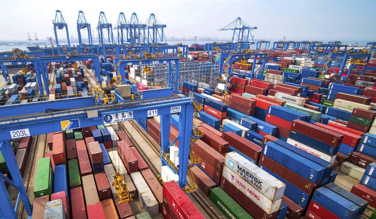 A container port in Qingdao, in China’s Shandong province. Photo: AP