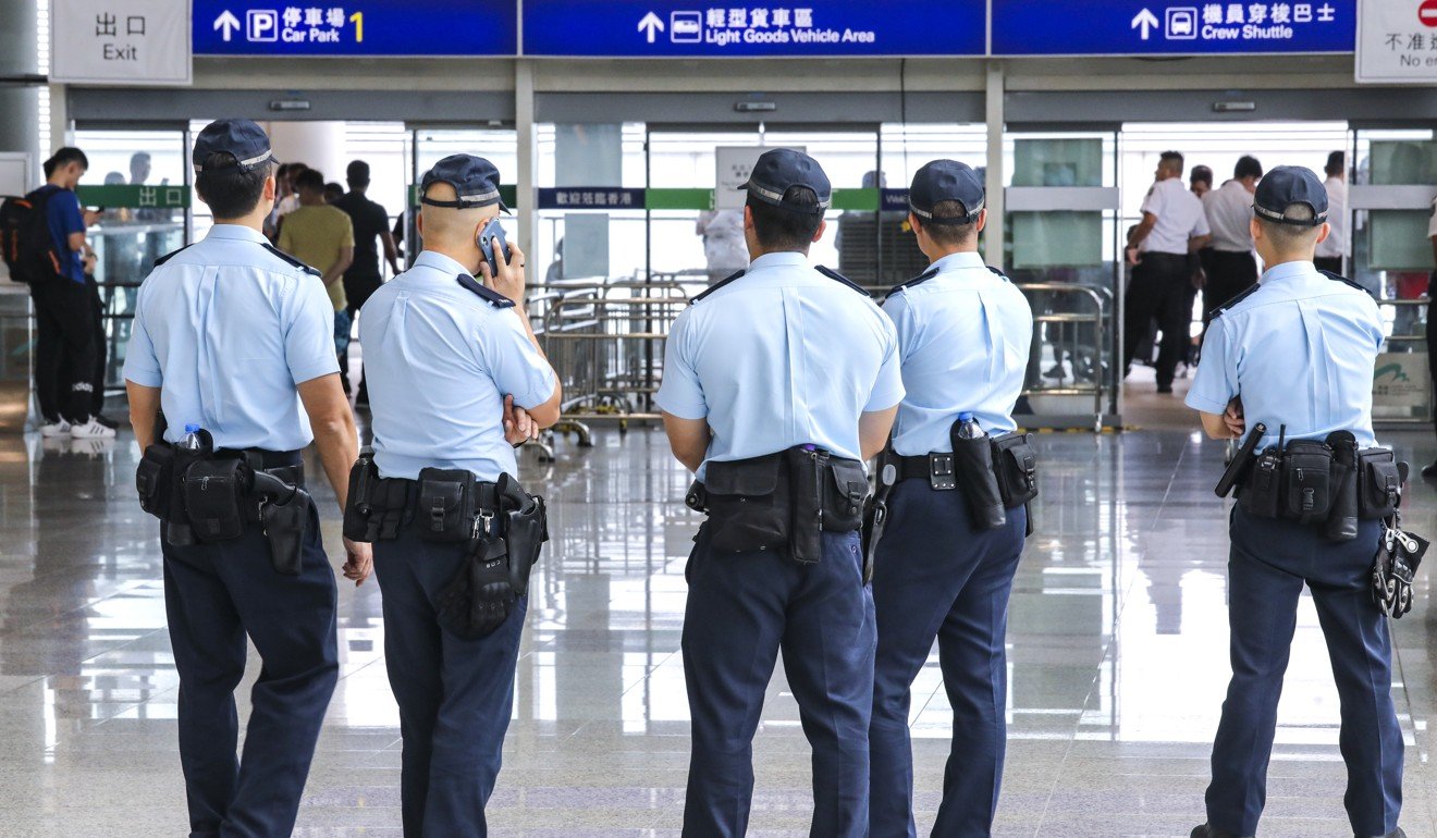 Anyone found using fake flight tickets to enter the airport could be charged with forgery with up to 14 years of imprisonment, Lau Wing-kei, deputy district commander of the airport district, says. Photo: Dickson Lee