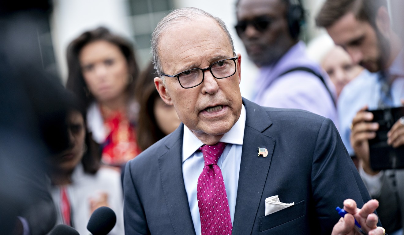 Larry Kudlow, director of the US National Economic Council, speaks to members of the media outside the White House on Friday. Photo: Bloomberg