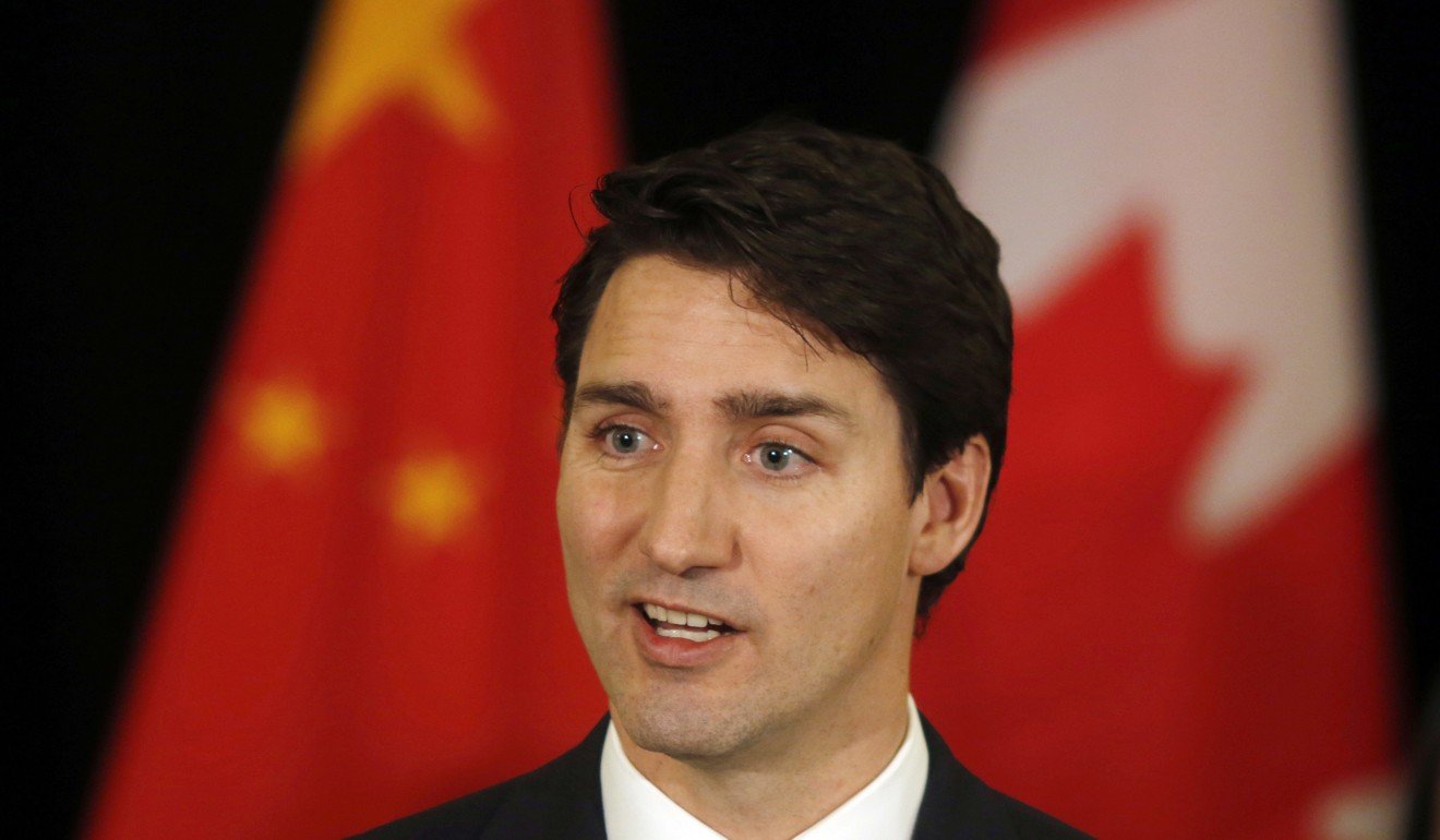 Canadian Prime Minister Justin Trudeau speaks to the media at a hotel in Beijing in December 2017. Photo: AP