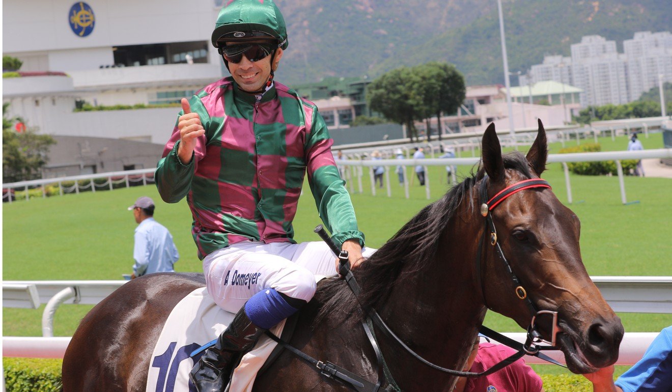 Aldo Domeyer celebrates a win aboard Victoriam.