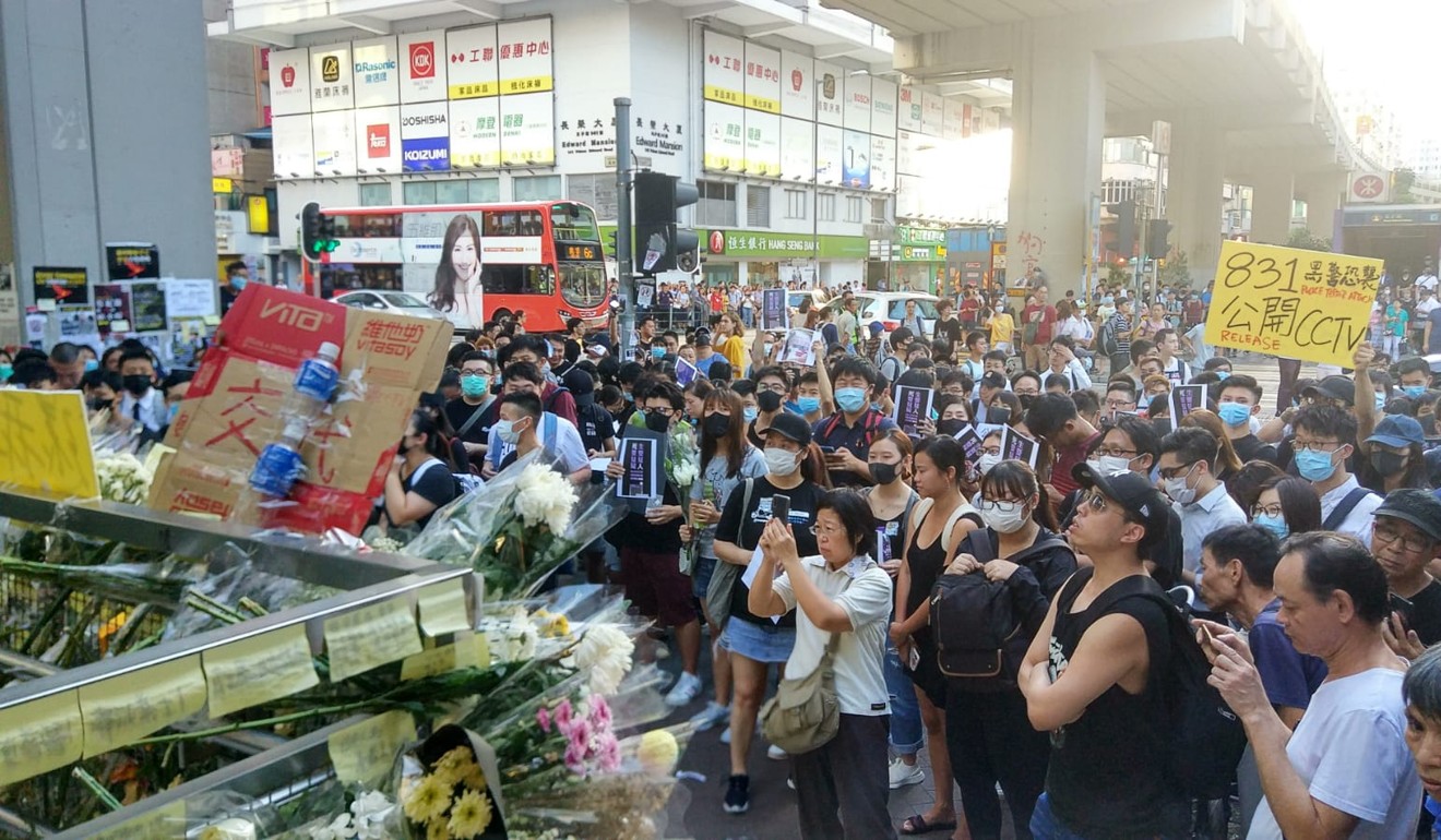 Crowds gather outside Prince Edward MTR after the station was closed on Friday evening. Photo: Linda Lew