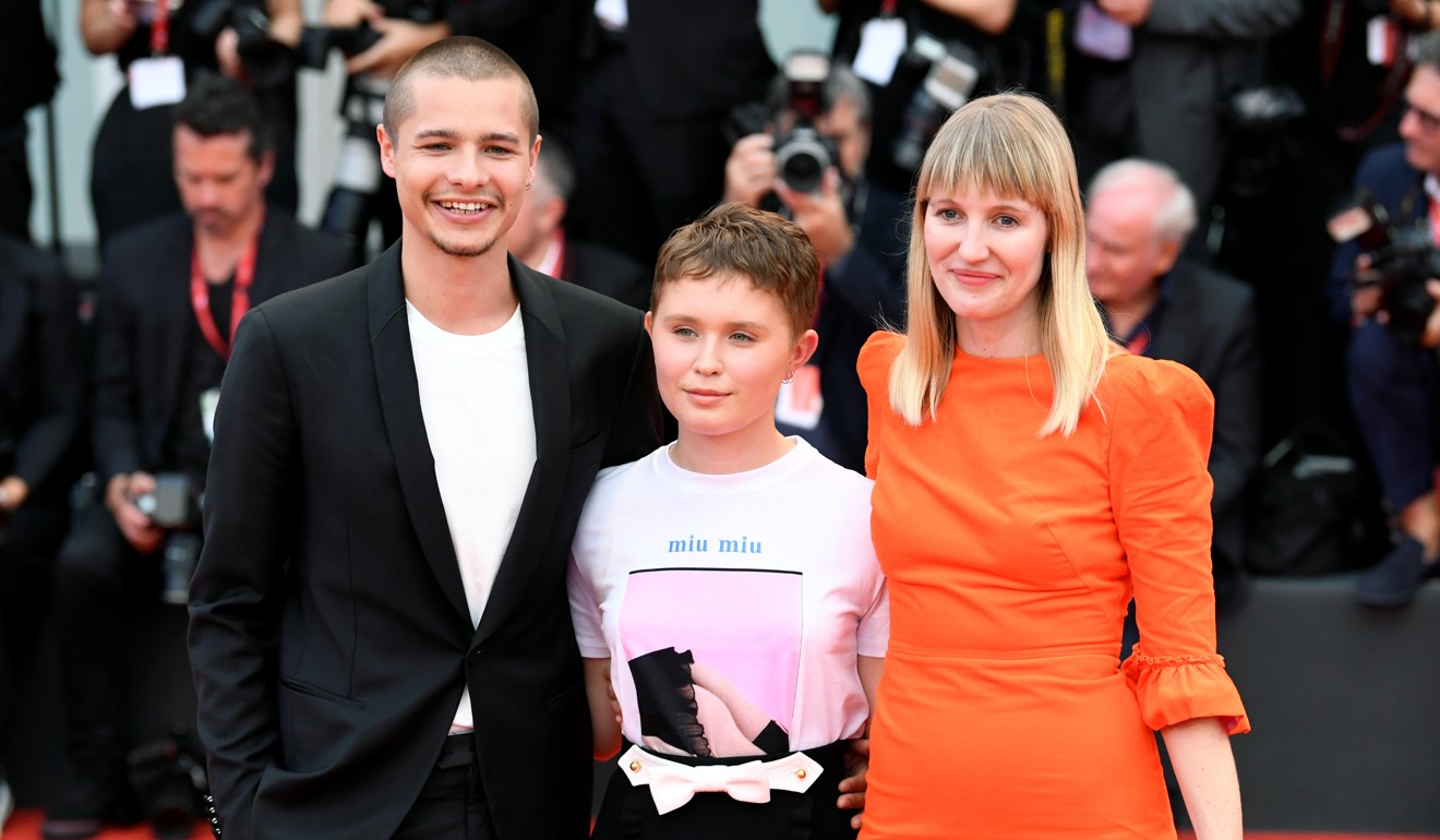 Babyteeth actors Toby Wallace and Eliza Scanlen and director Shannon Murphy on the red carpet in Venice. Murphy said highlighting her inclusion as a woman was a distraction. Photo; Reuters