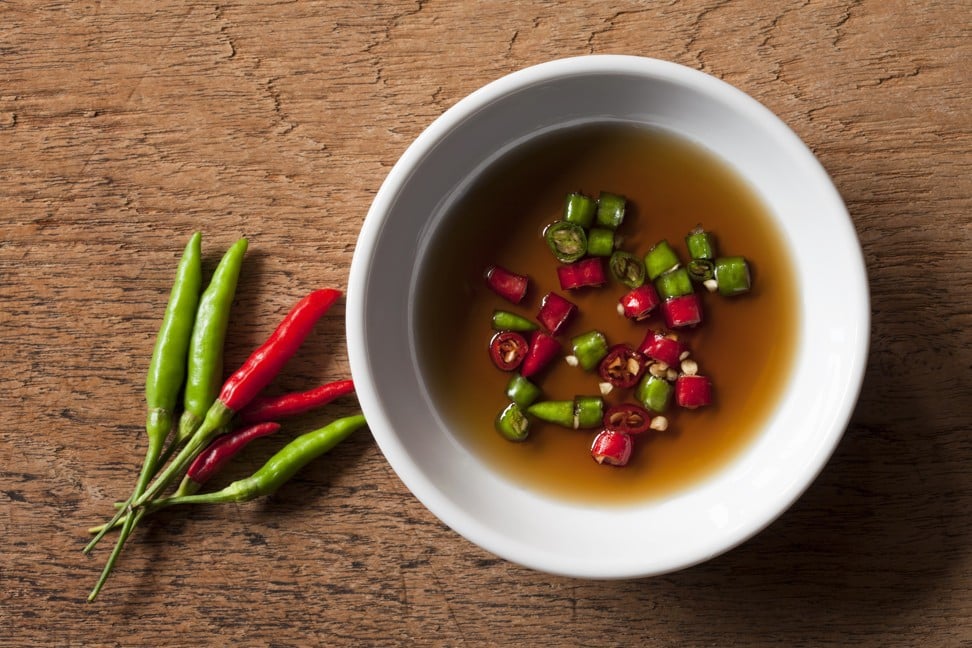 Fish sauce – here containing fresh red and green chilli – is a staple of East and Southeast Asian cuisine.