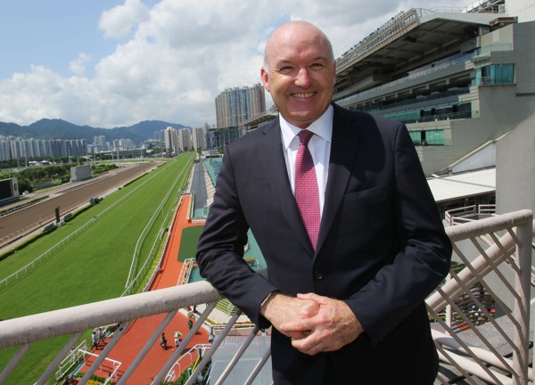 Trainer David Hayes poses for photos at Sha Tin.