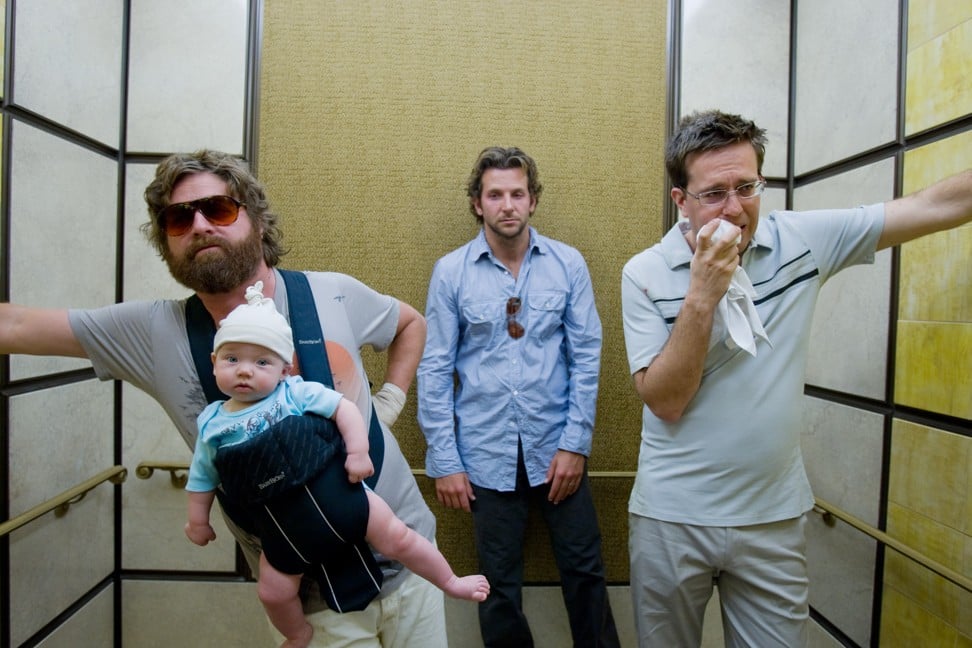 (From left) Zach Galifianakis, Bradley Cooper and Ed Helms in a scene from The Hangover. Photo: AP