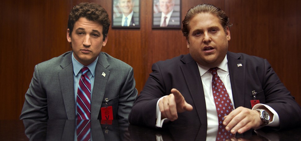 Miles Teller (left) and Jonah Hill in a still from War Dogs (2016). Photo: Courtesy of Warner Bros. Picture