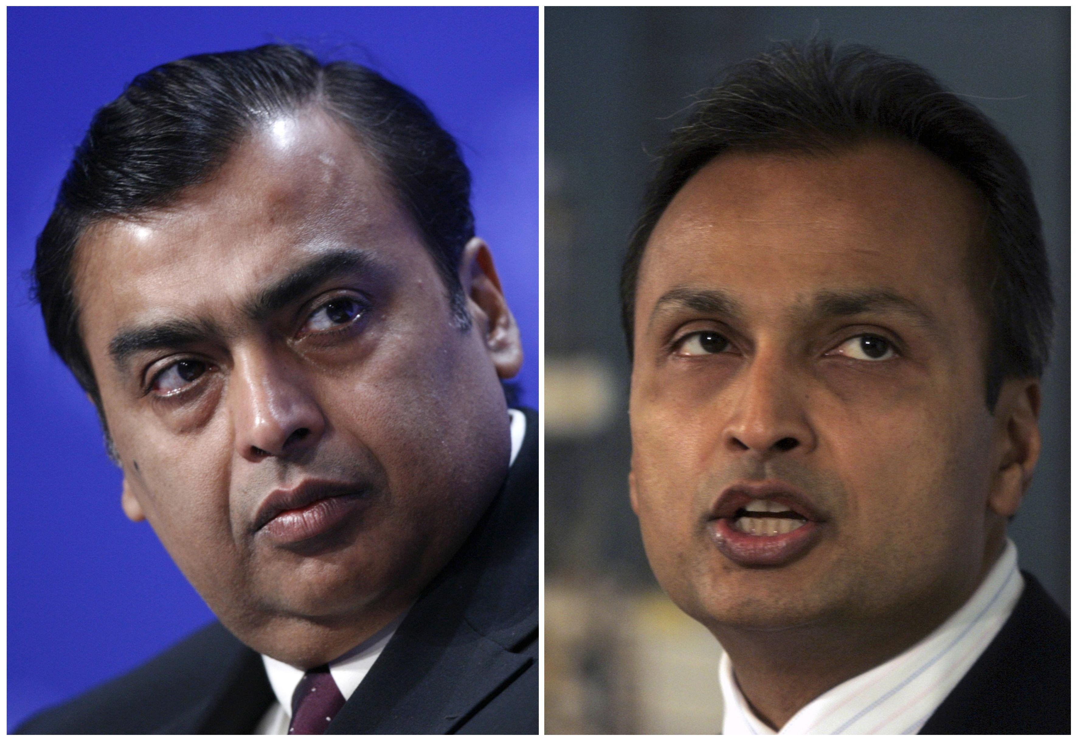 Mukesh Ambani (left), chief of India's Reliance Industries, and Anil Ambani, chairman of Reliance Communications, have been at the centre of a high-profile feud in India. Photo: Reuters