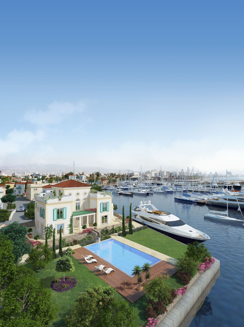 Luxury villas at Limassol Marina, in the city of Limassol, Cyprus – a nation that has no language test for citizenship applicants.