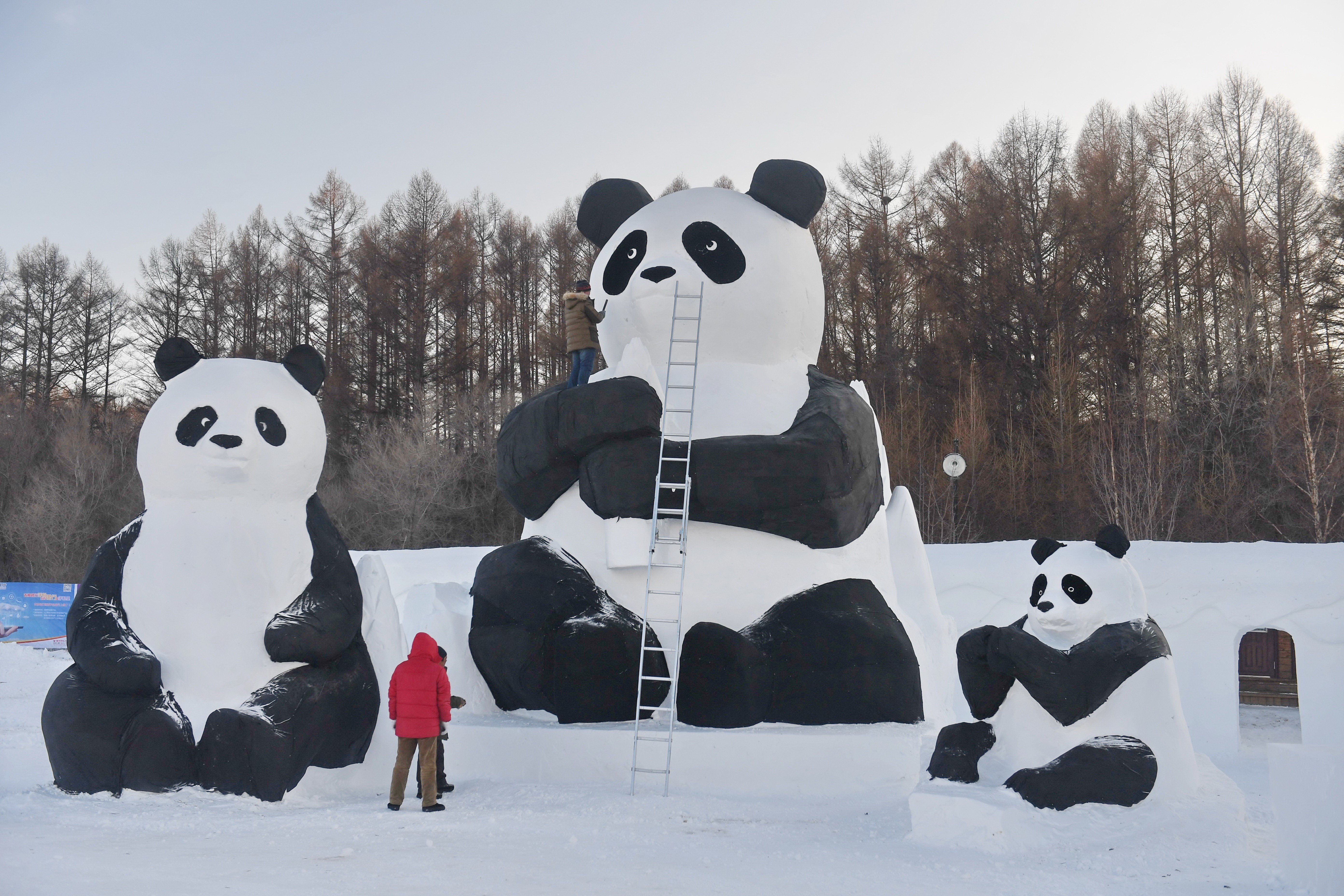 Panda-shaped snow sculptures at Jingyuetan, in Changchun, northeast Jilin province. Jilin Transportation Investment Group said that it plans to skip the call option on its 1.5 billion yuan perpetual note and will instead pay an increased coupon of around 8 per cent. Photo: Xinhua