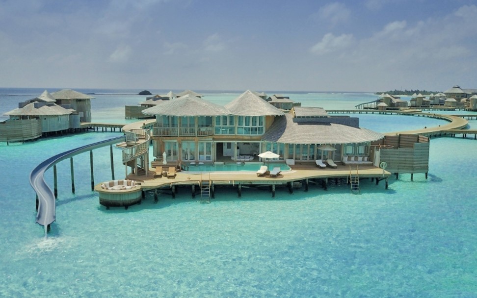 The Maldives’ Medhufaru lagoon, in the Noonu Atoll, is home to Soneva Jania, which offers a collection of luxury overwater villas. Photo: Soneva Jani