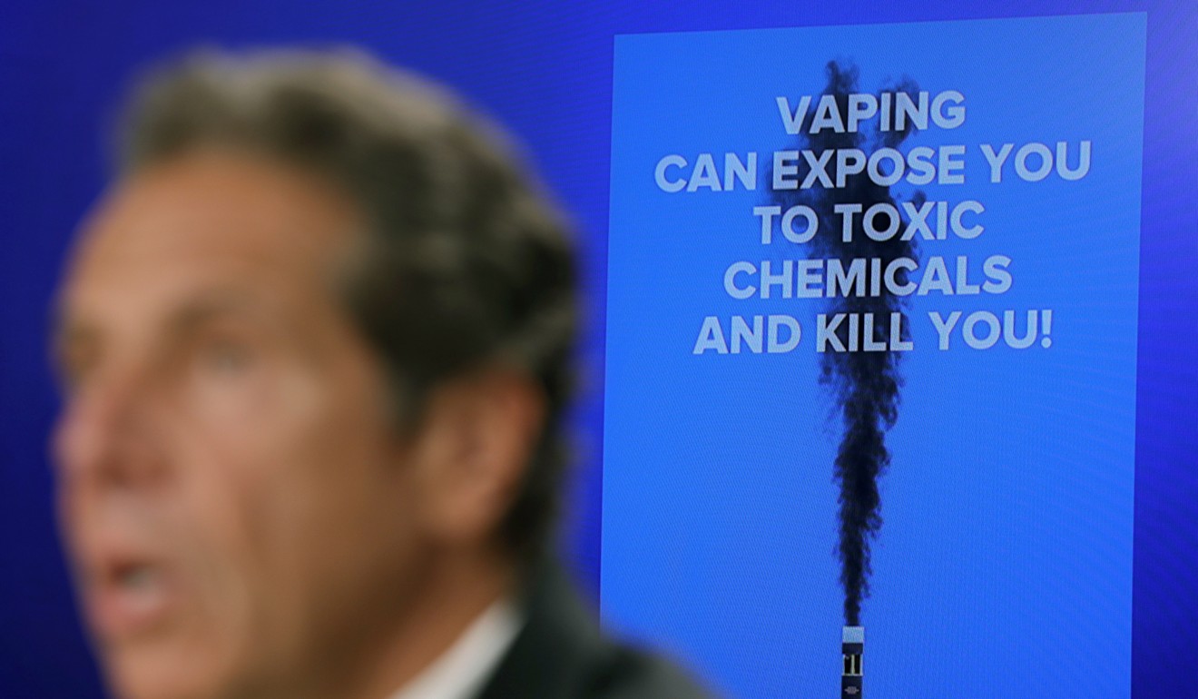 New York Governor Andrew Cuomo speaks at a news conference about vaping. Photo: AP Photo