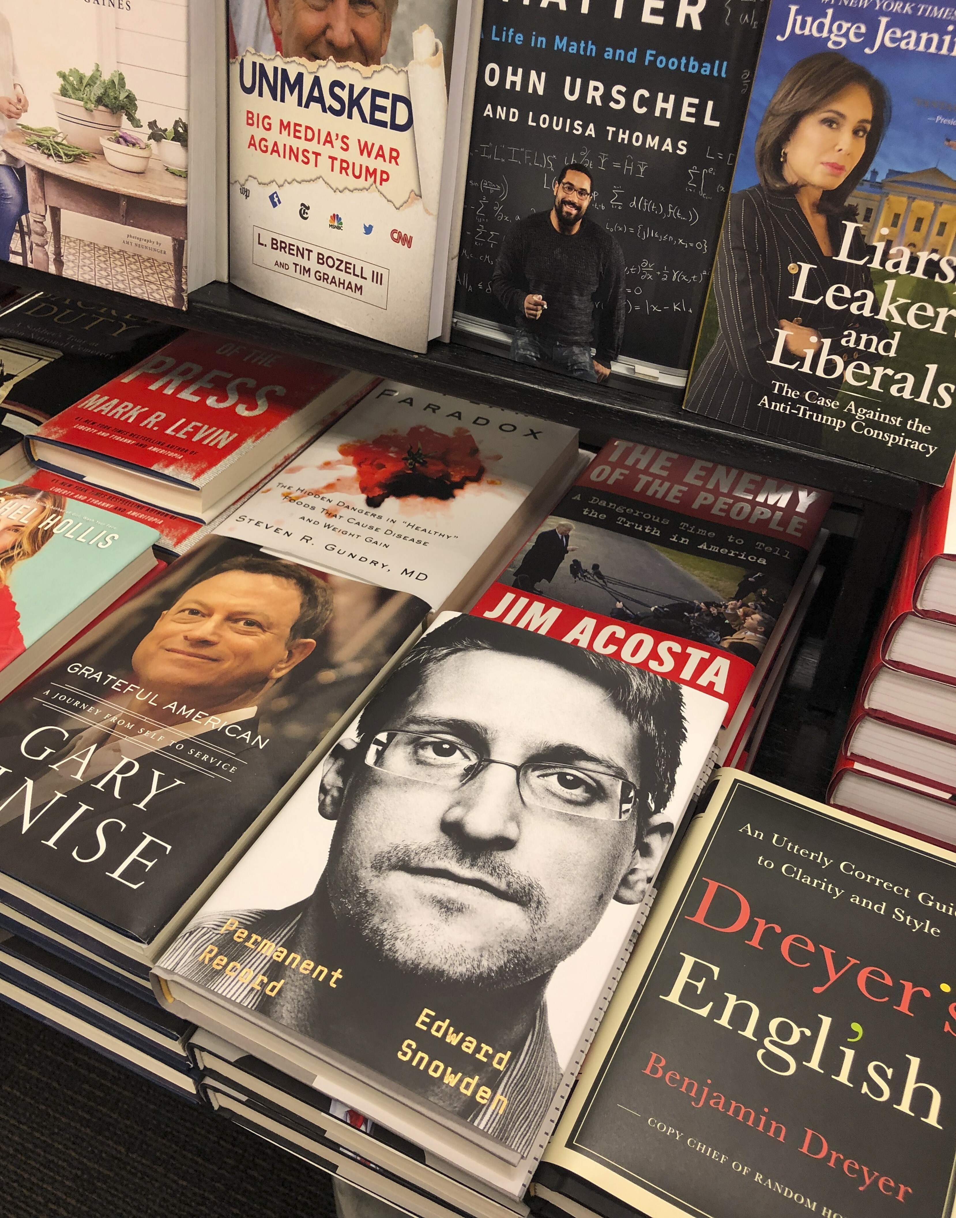 Copies of the book Permanent Record by Edward Snowden on the shelf at the Harvard Book Store in Cambridge, Massachusetts, on Tuesday. Photo: EPA-EFE