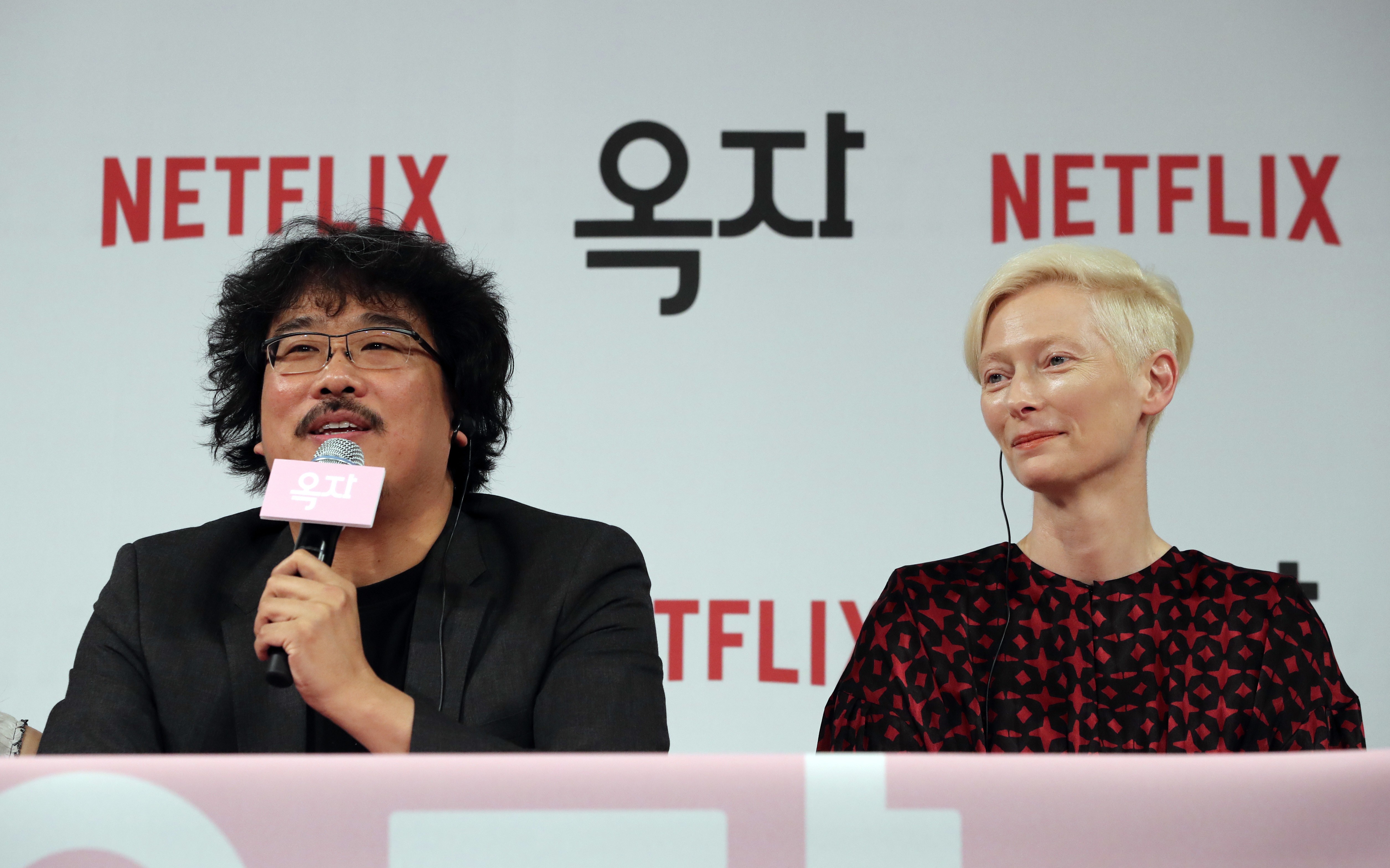 Netflix, which entered the South Korean market in 2016, is investing heavily in Asian content, such as Okja, a film by South Korean director Bong Joon-ho (left), starring actress Tilda Swinton, which competed for the Palme d'Or in 2017. Photo: AP