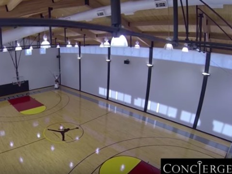 The personalised basketball court at Michael Jordan’s former property, which is for sale for US$14.9 million. Photo: YouTube/Concierge Auctions