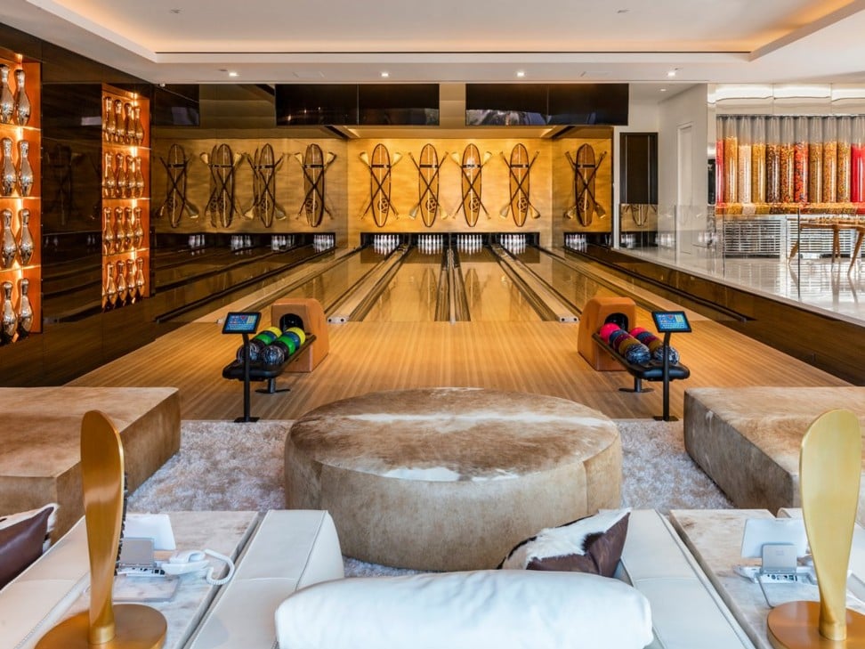 The four-lane indoor bowling alley at the 12-bedroom Bel Air mansion dubbed ‘Billionaire’. Photo: Berlyn Photography