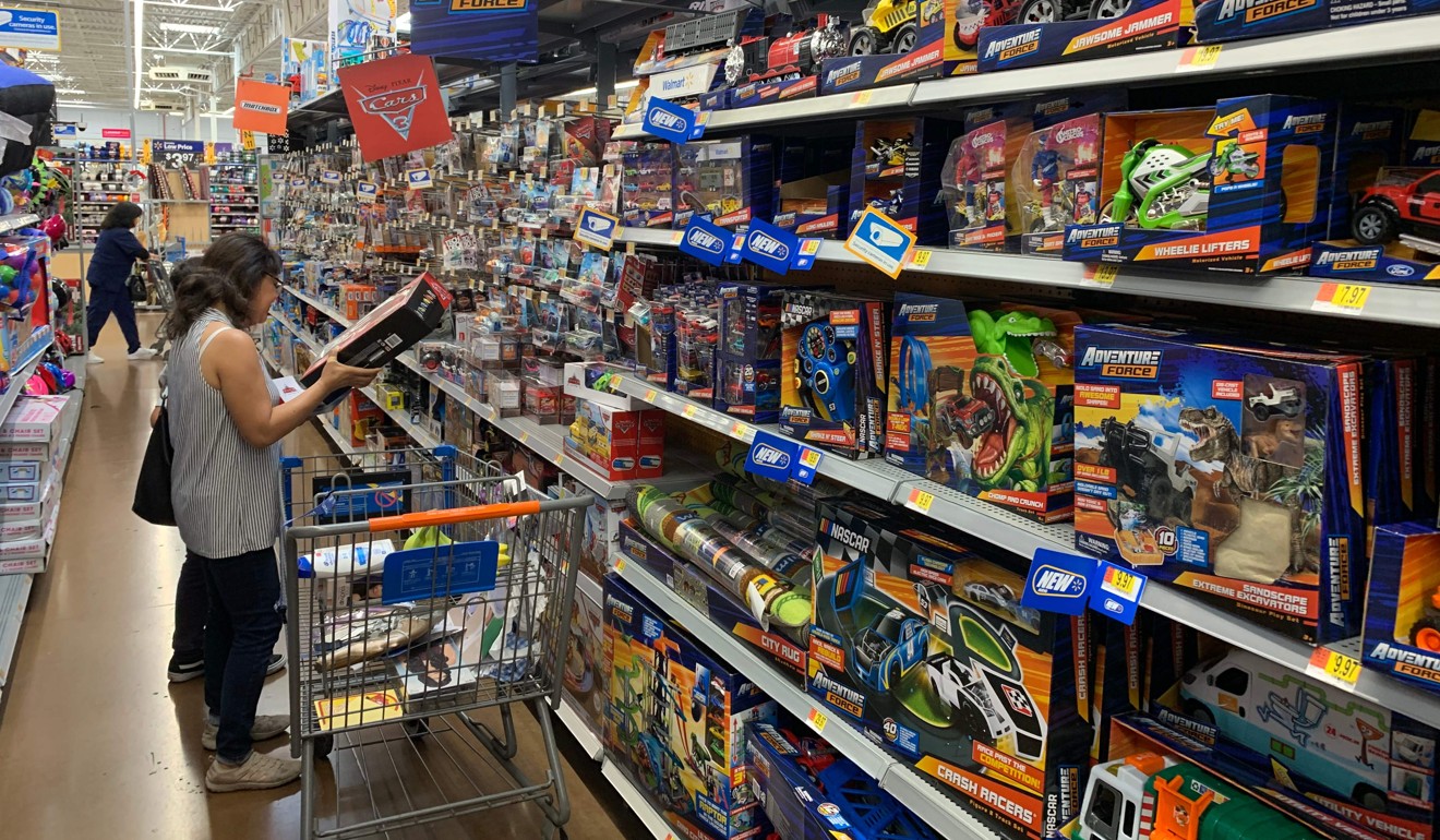 A woman looks at toys made in China at a store in Los Angeles on Friday. Photo: AFP