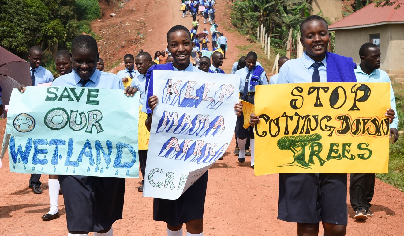 Students in Uganda march in Wakiso. Photo: AFP