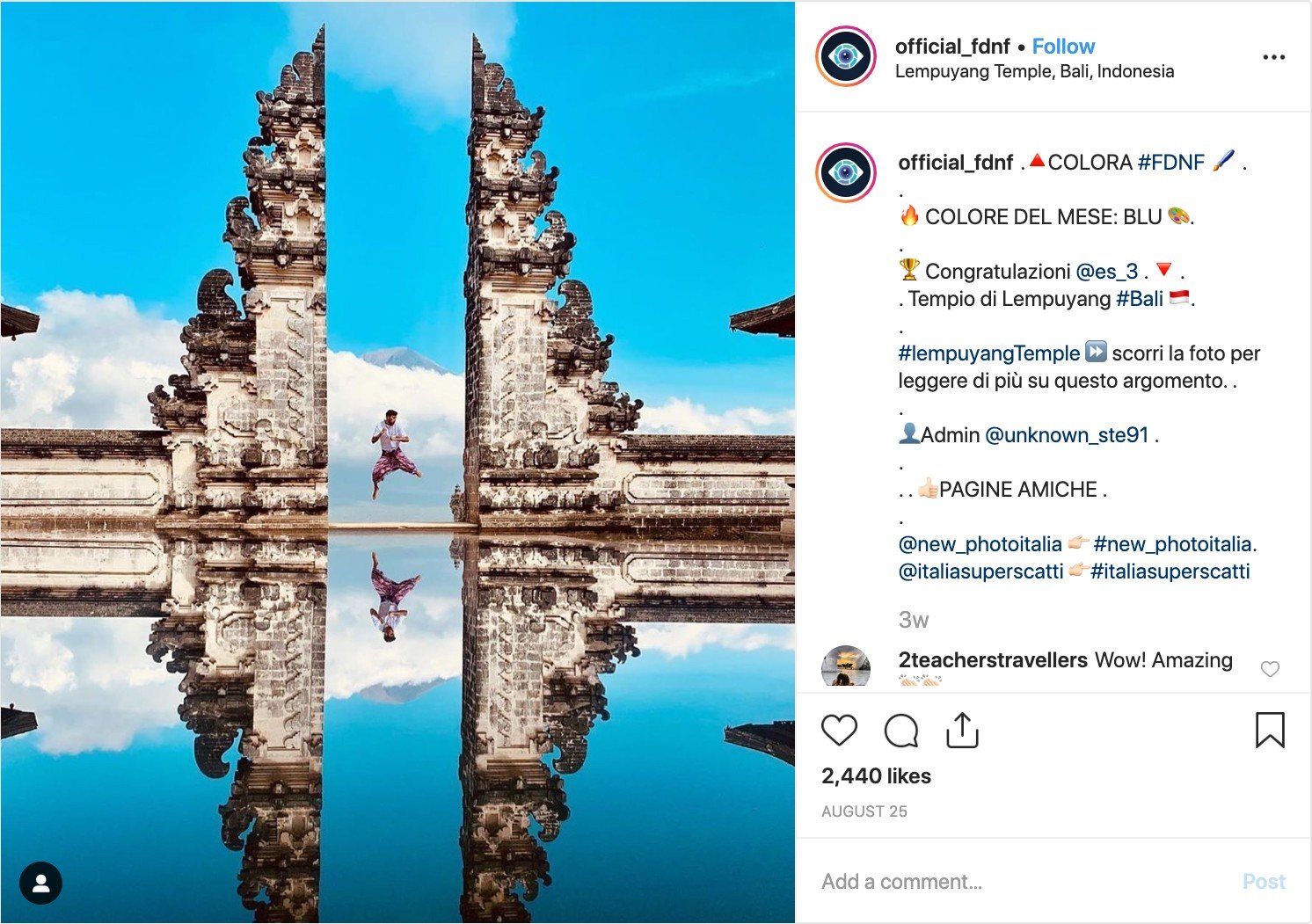 Instagram image shows Instagram user @official_fdnf at BaliÕs famed Lempuyang Temple in Karangasem, Indonesia. CREDIT: INSTAGRAM/@official_fdn