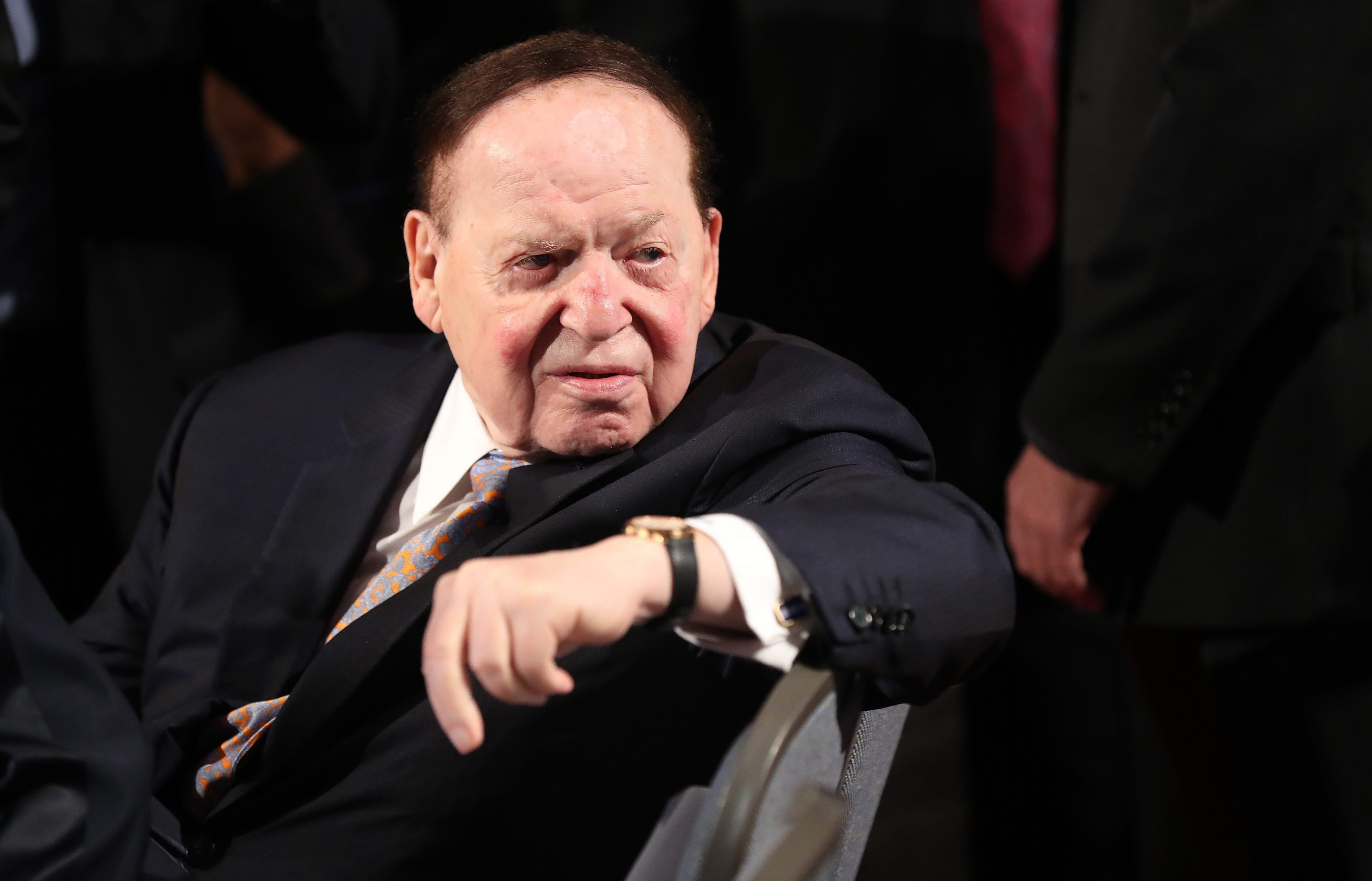 US casino magnate Sheldon Adelson before a presidential debate in 2016. Photo: EPA