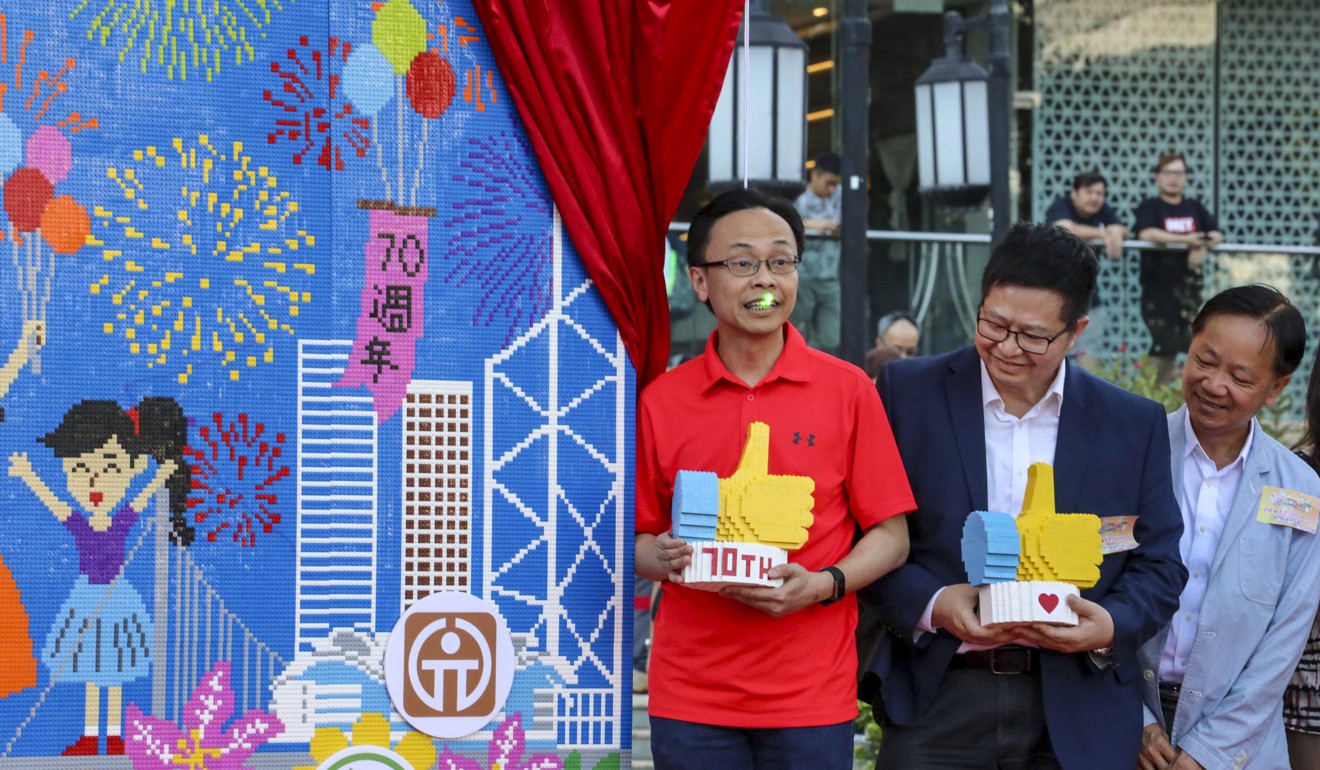 Patrick Nip, left, was attending an event to celebrate the 70th anniversary of the People’s Republic of China, in Tsing Yi. Photo: Felix Wong
