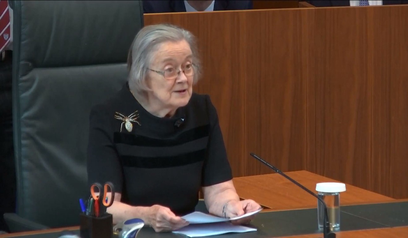 President of Britain’s Supreme Court, Justice Lady Brenda Hale, reads out the verdict. Photo: Handout
