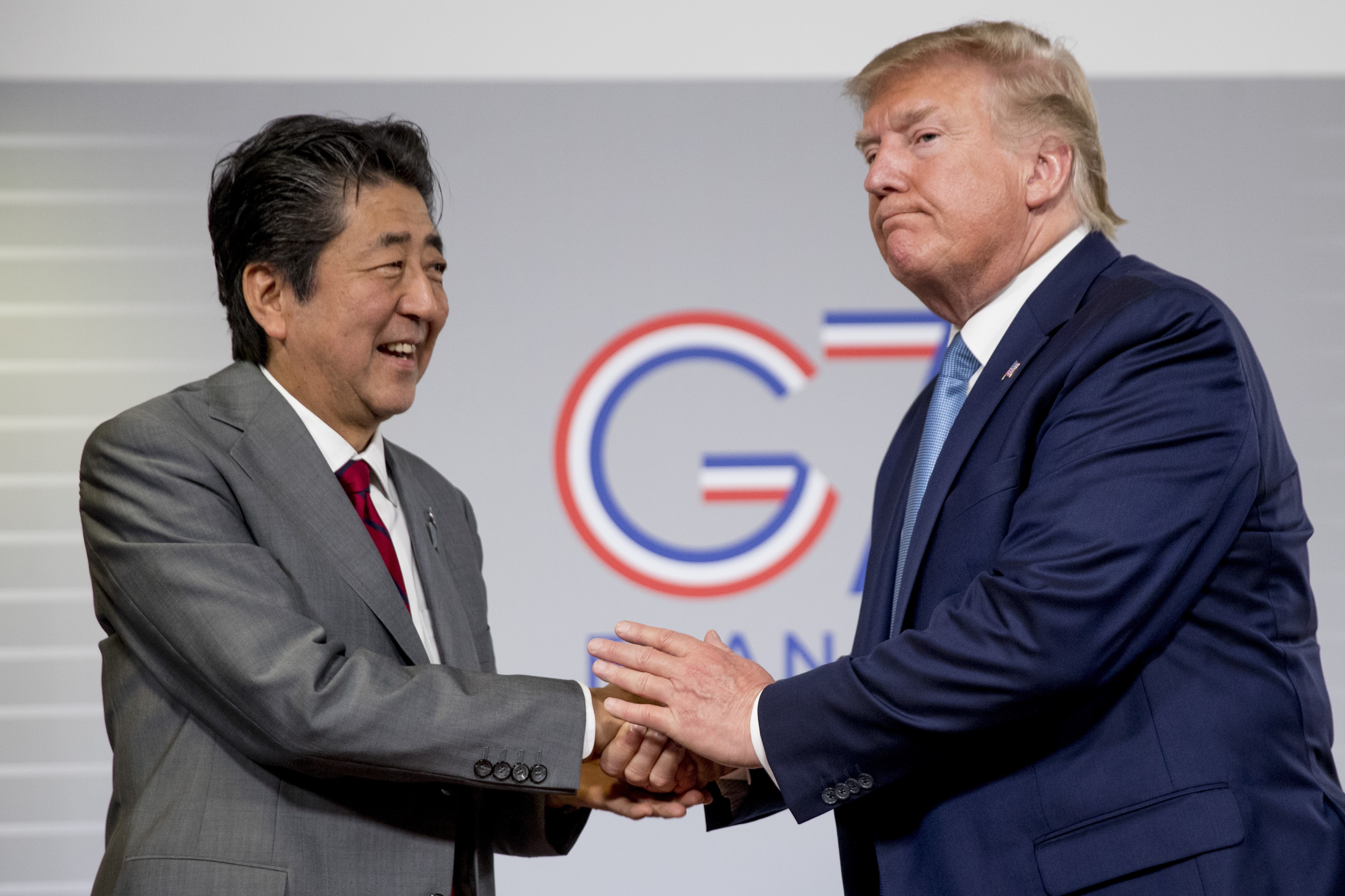 Japanese Prime Minister Shinzo Abe and US President Donald Trump last met at the G7 summit in Biarritz, France in August. Photo: AP