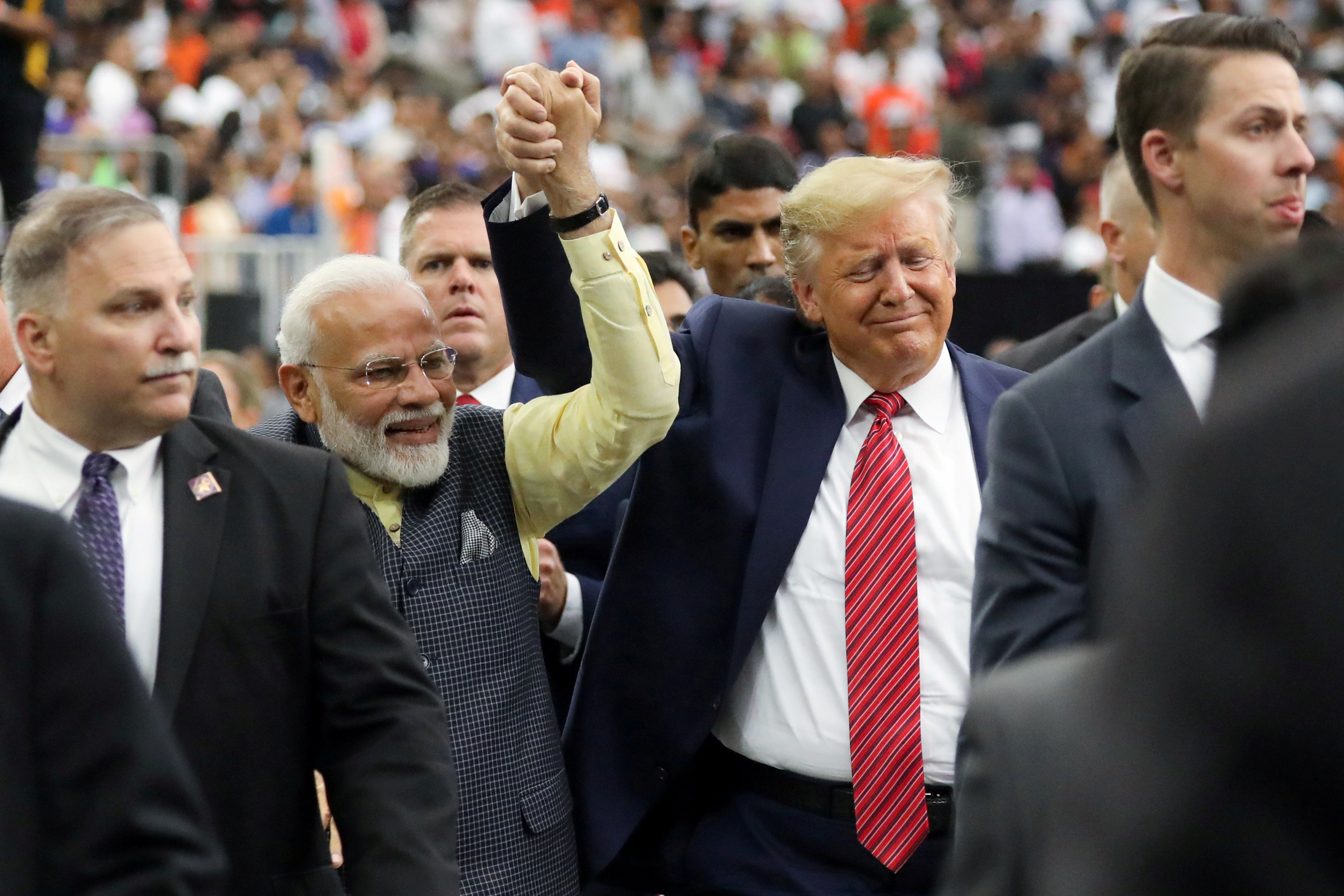 US President Donald Trump participates in the ‘Howdy Modi’ event with India’s PM Narendra Modi in Houston. Photo: Reuters