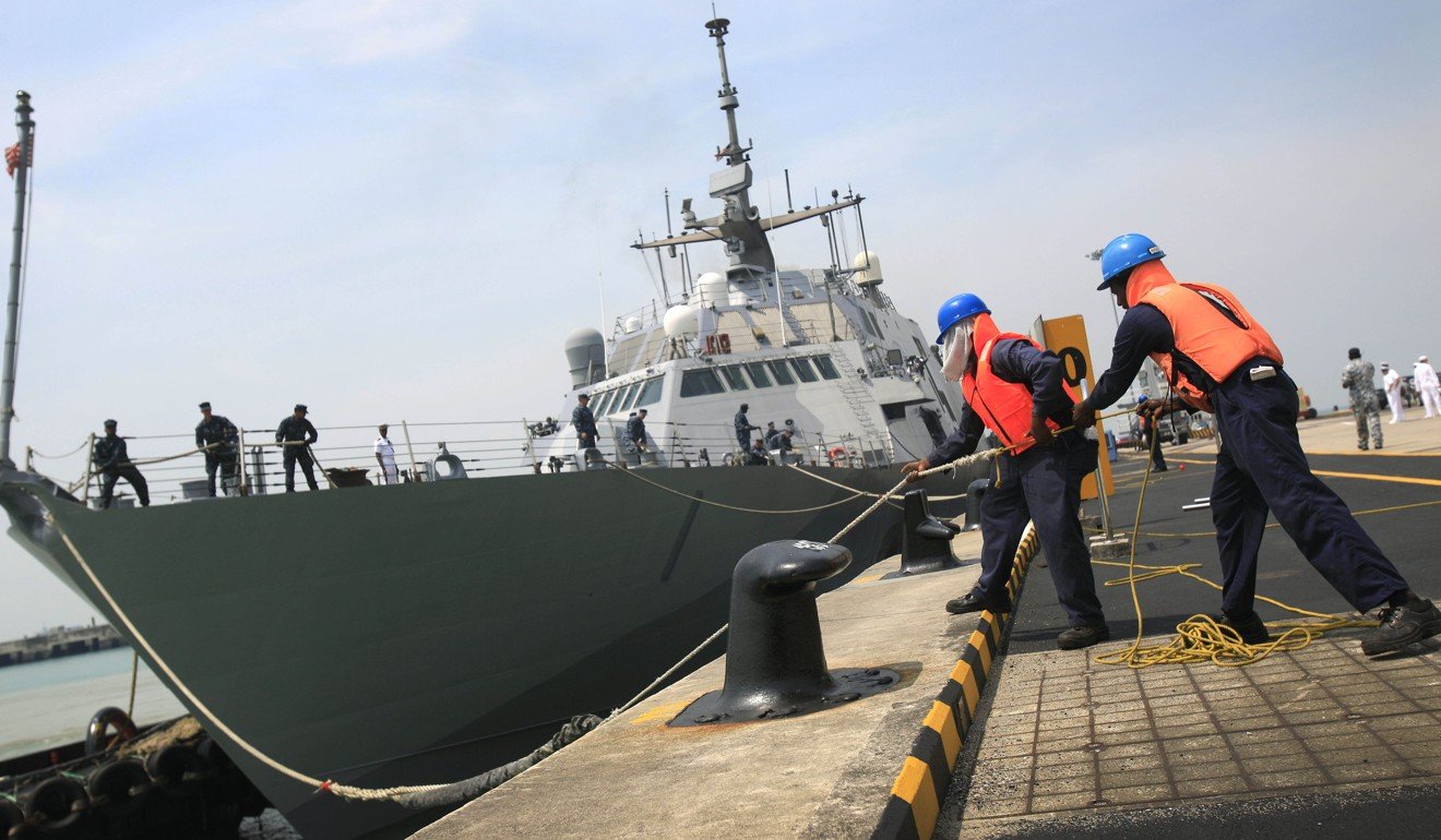 US Navy ship USS Freedom berths at the Changi Naval Base. Photo: AP