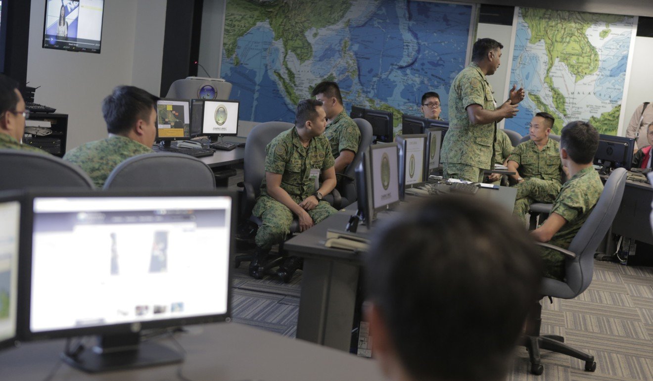 Military personnel at Changi Naval Base in Singapore. Photo: EPA