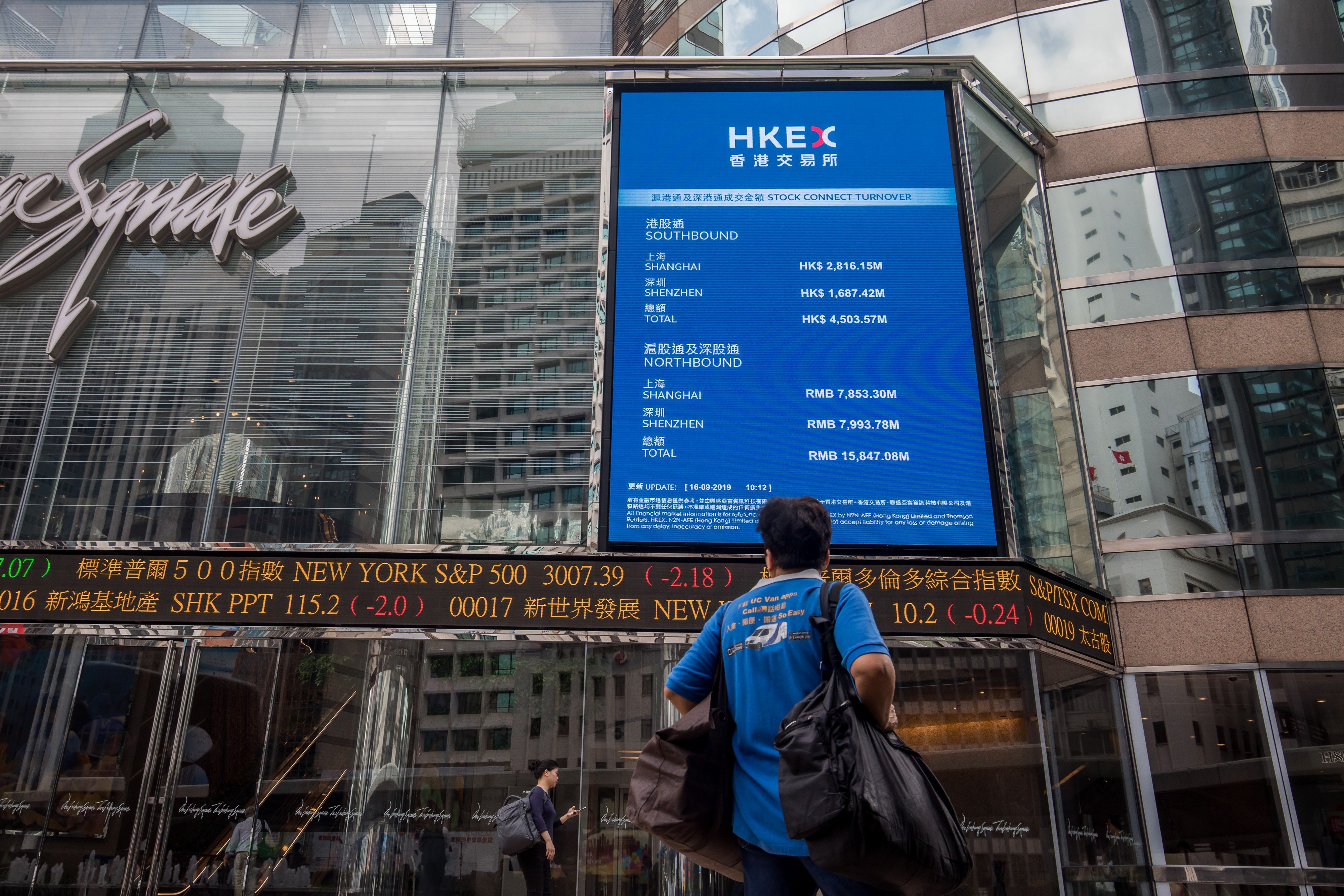 The usually safe health care stocks and technology shares were among the biggest losers in Hong Kong on Wednesday. Photo: Bloomberg