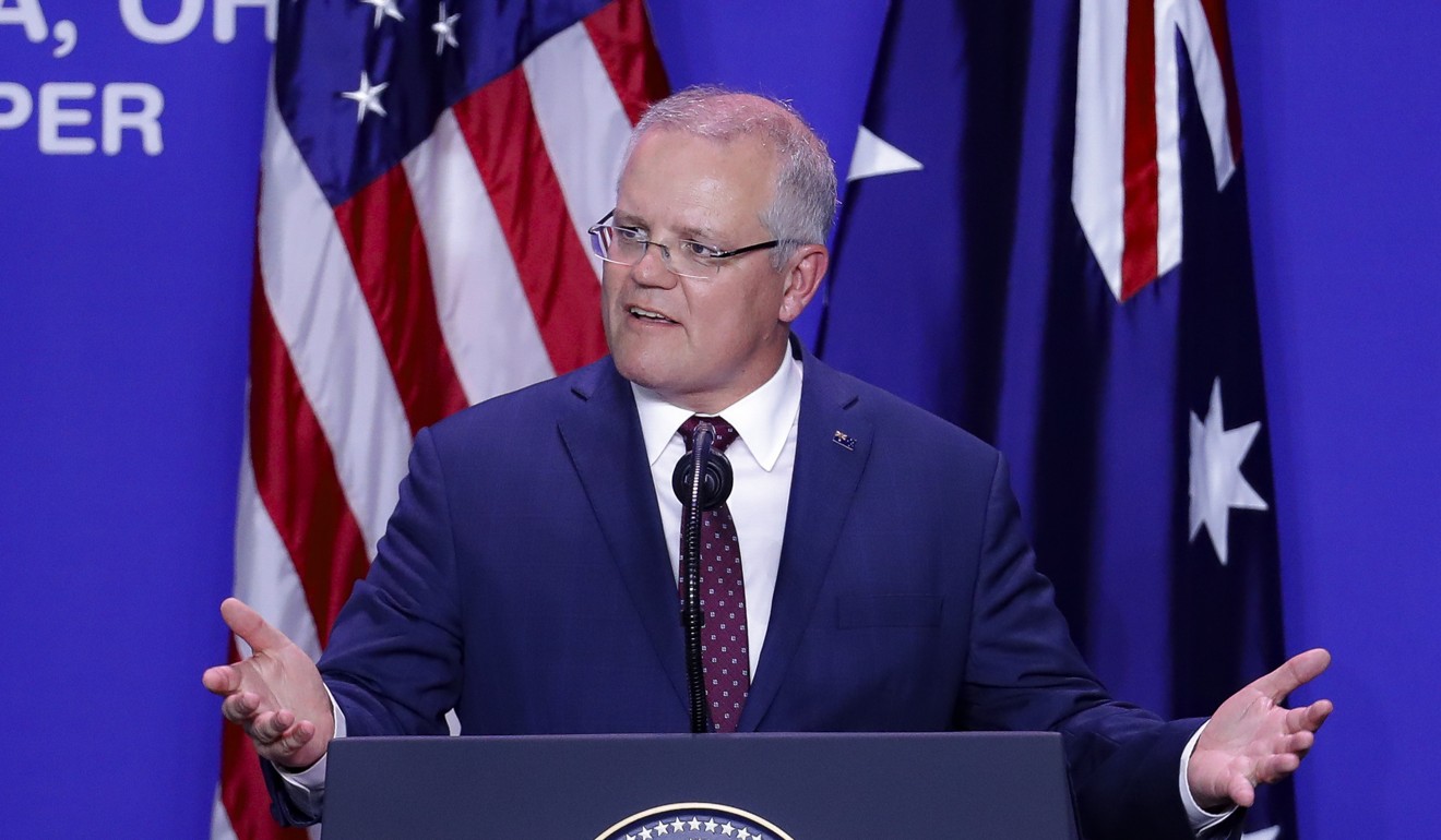 Australian Prime Minister Scott Morrison speaks during his visit to the US. Photo: AP