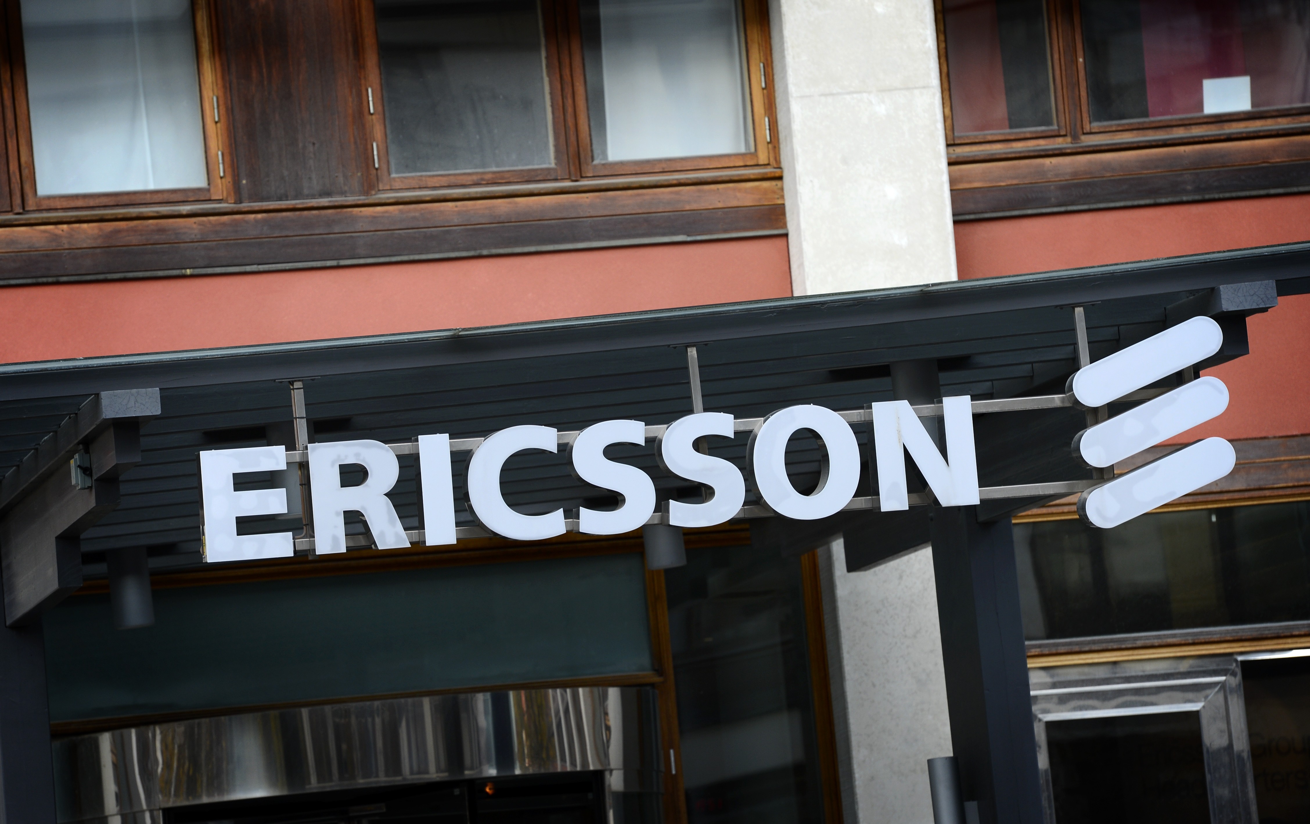 The Ericsson logo seen at the company’s headquarters in Stockholm. Photo: AFP