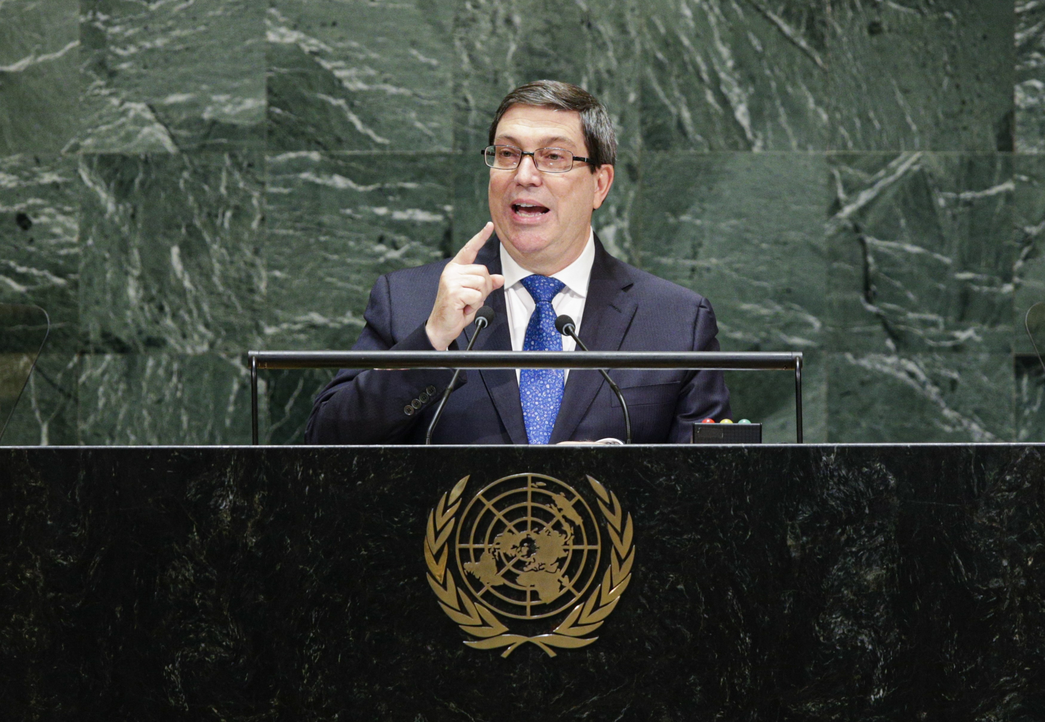 Cuba’s Foreign Minister Bruno Eduardo Rodriguez Parrilla speaks at the 74th United Nations General Assembly. Photo: AFP