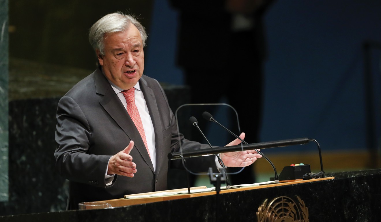 United Nations Secretary-General Antonio Guterres speaks on Tuesday. Photo: Xinhua