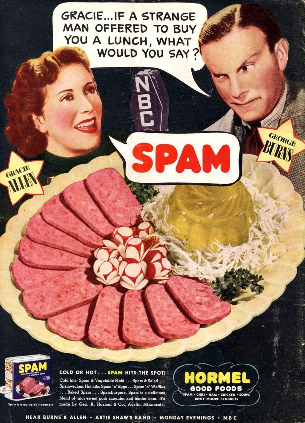 A US magazine ad in the 1940s when Spam began to take off around the world. Photo: Alamy