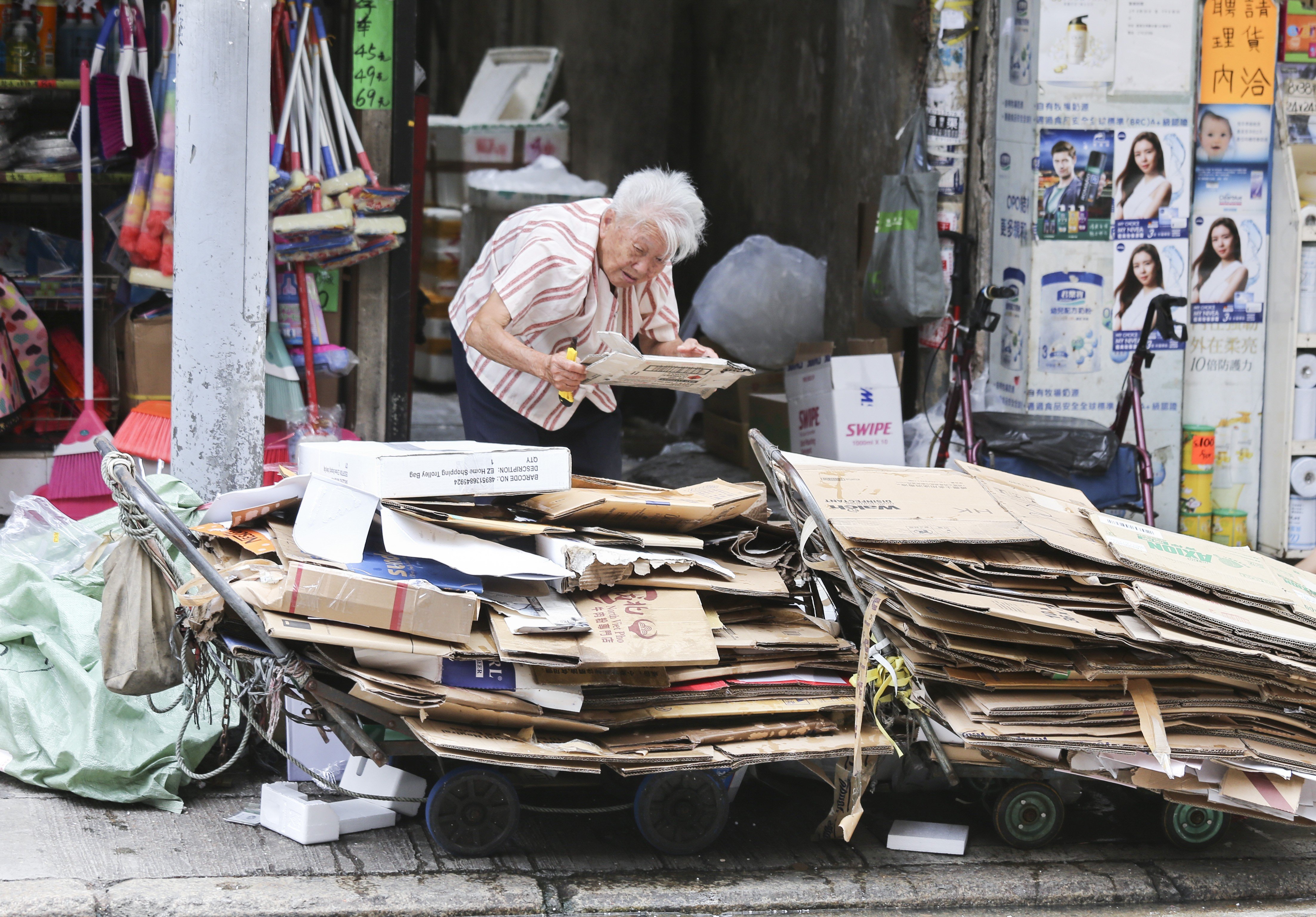 Granny Lee, a cardboard granny pictured at North Point. Photo: Dickson Lee