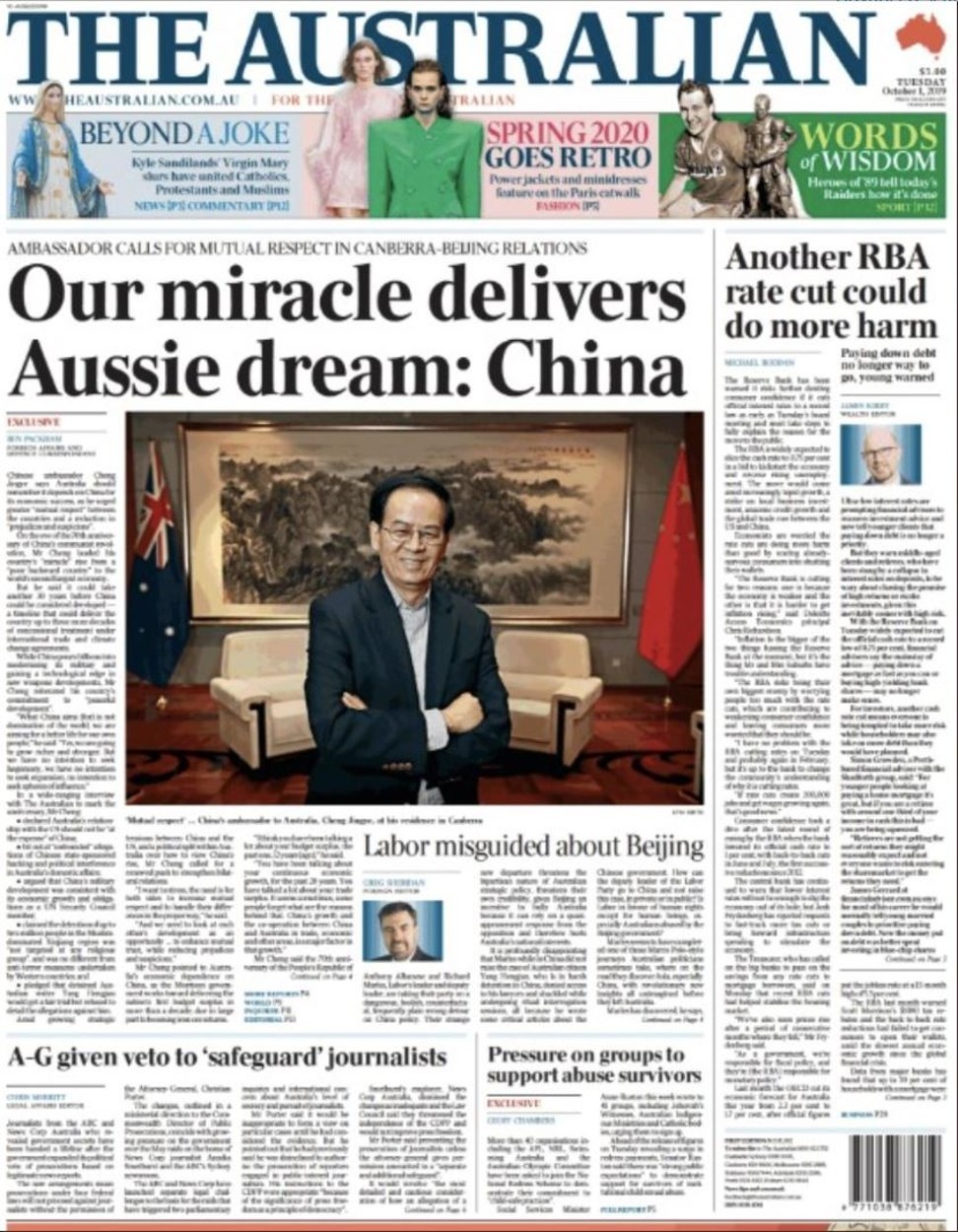 The front page of The Australian. Photo: Twitter