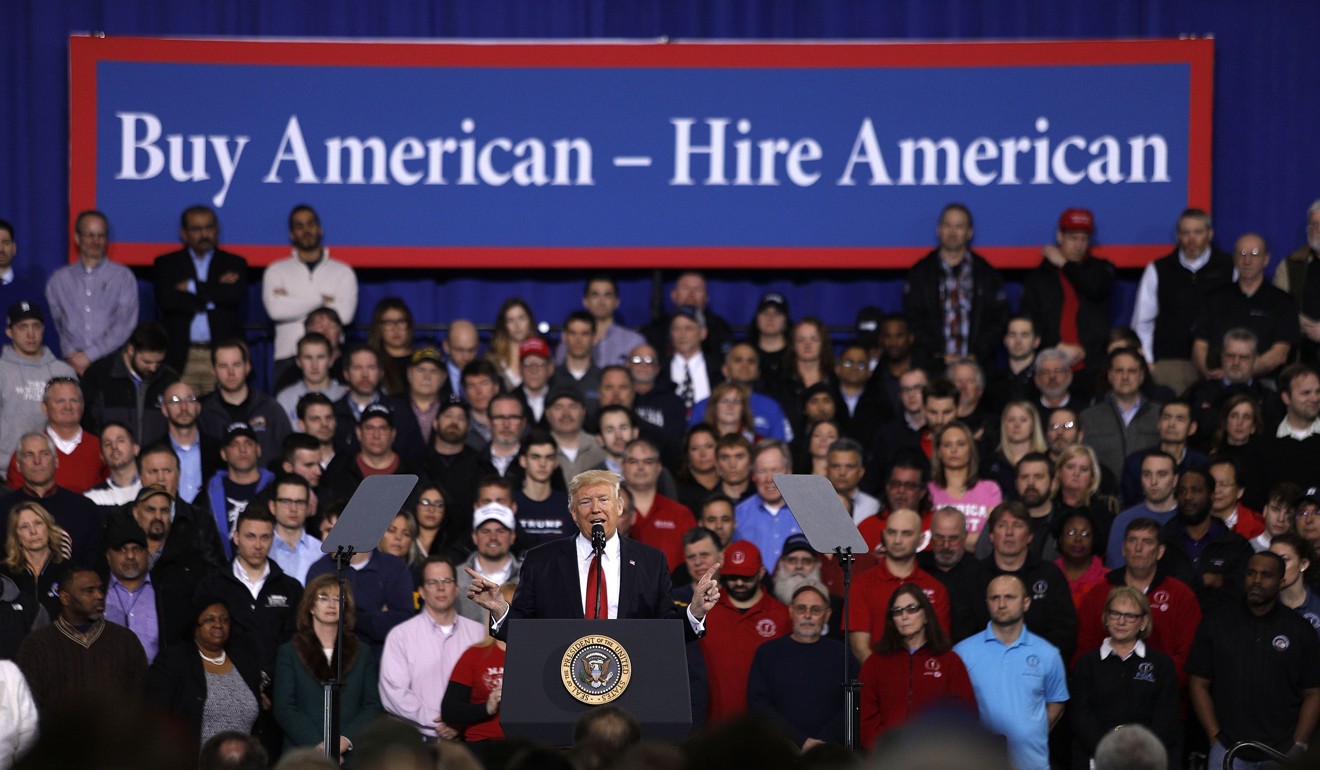 US President Donald Trump addresses auto workers in Ypsilanti, Michigan, in March 2017. Photo: AFP
