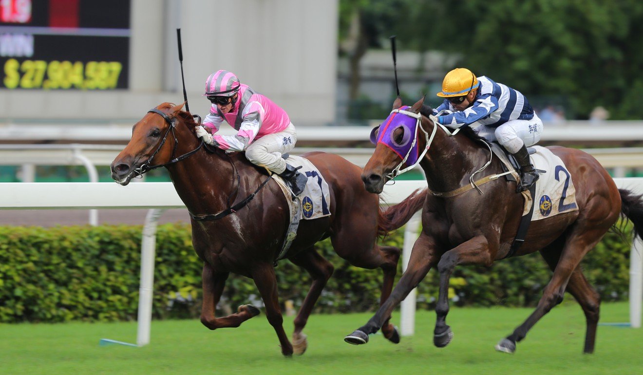 Band Of Brothers fights it out to win at Sha Tin last season.
