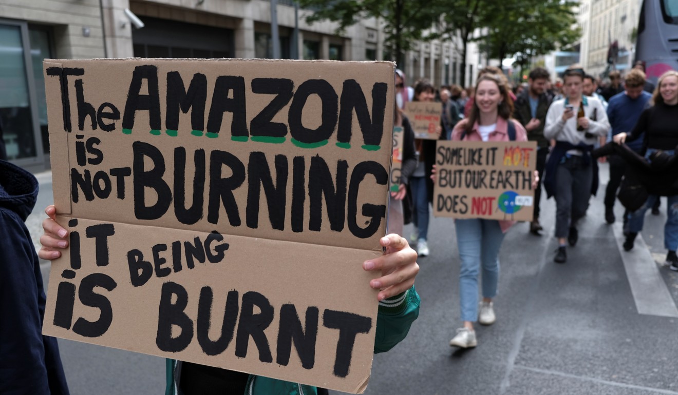 A placard during the Global Climate Strike in September. Photo: Reuters