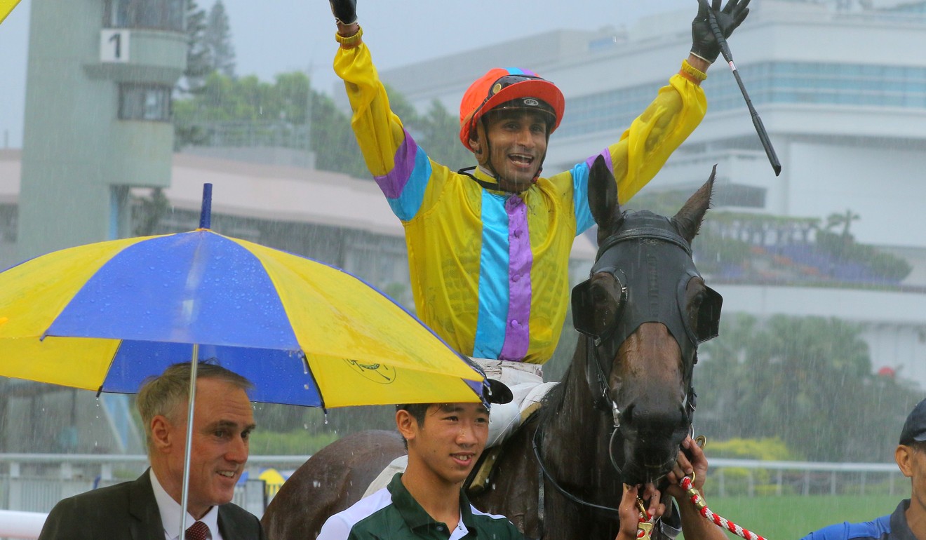 Jockey Karis Teetan shares a laugh after winning on Hidden Spirit for trainer Paul O’Sullivan.