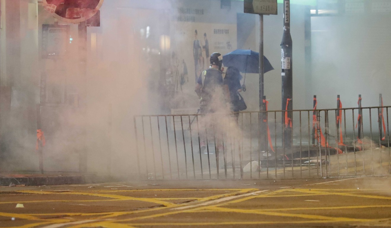 Police fire tear gas in Mong Kok. Photo: Edmond So