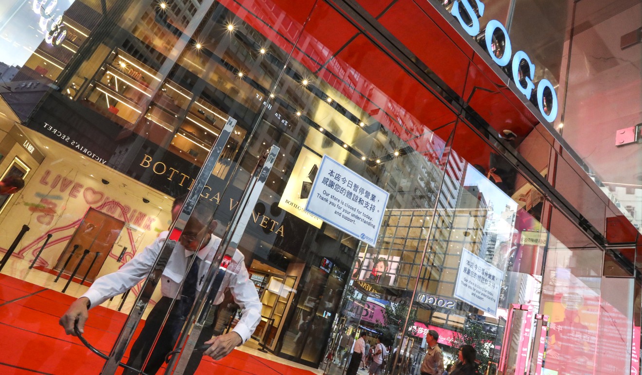 Sogo department store in Causeway Bay closes early. Photo: Felix Wong